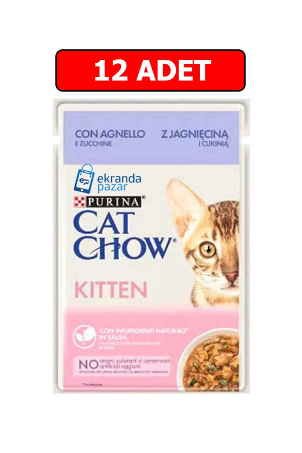 Cat Chow Purina Catchow Kitten Kuzu Etli Ve Kabaklı Yavru Kedi Islak Maması 85gr 12 Adet Kedi Yaş Mama Pouch