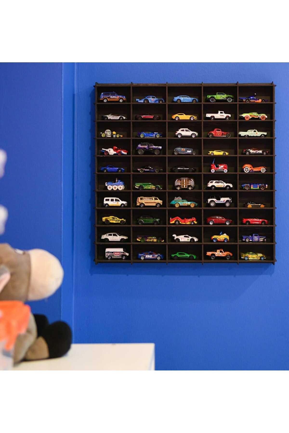 wudie Oyuncak Araba Rafı 50'li,Mobilya,Raf,montessori,Ahşap, (hotwheels Ve Matcbox Arabaları Için)