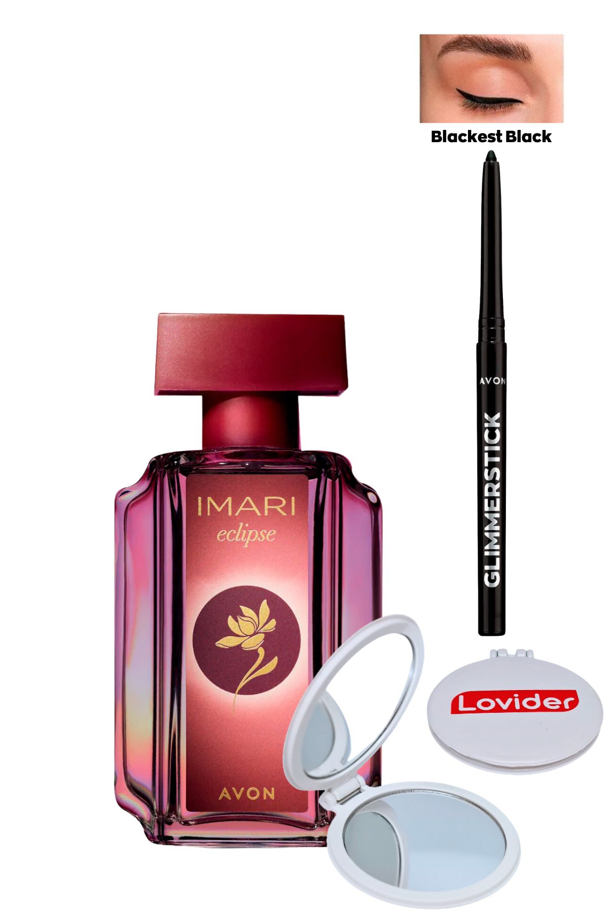 Avon Imari Eclipse Kadın Parfüm EDT 50ml + Siyah Göz Kalemi + Lovider Cep Aynası