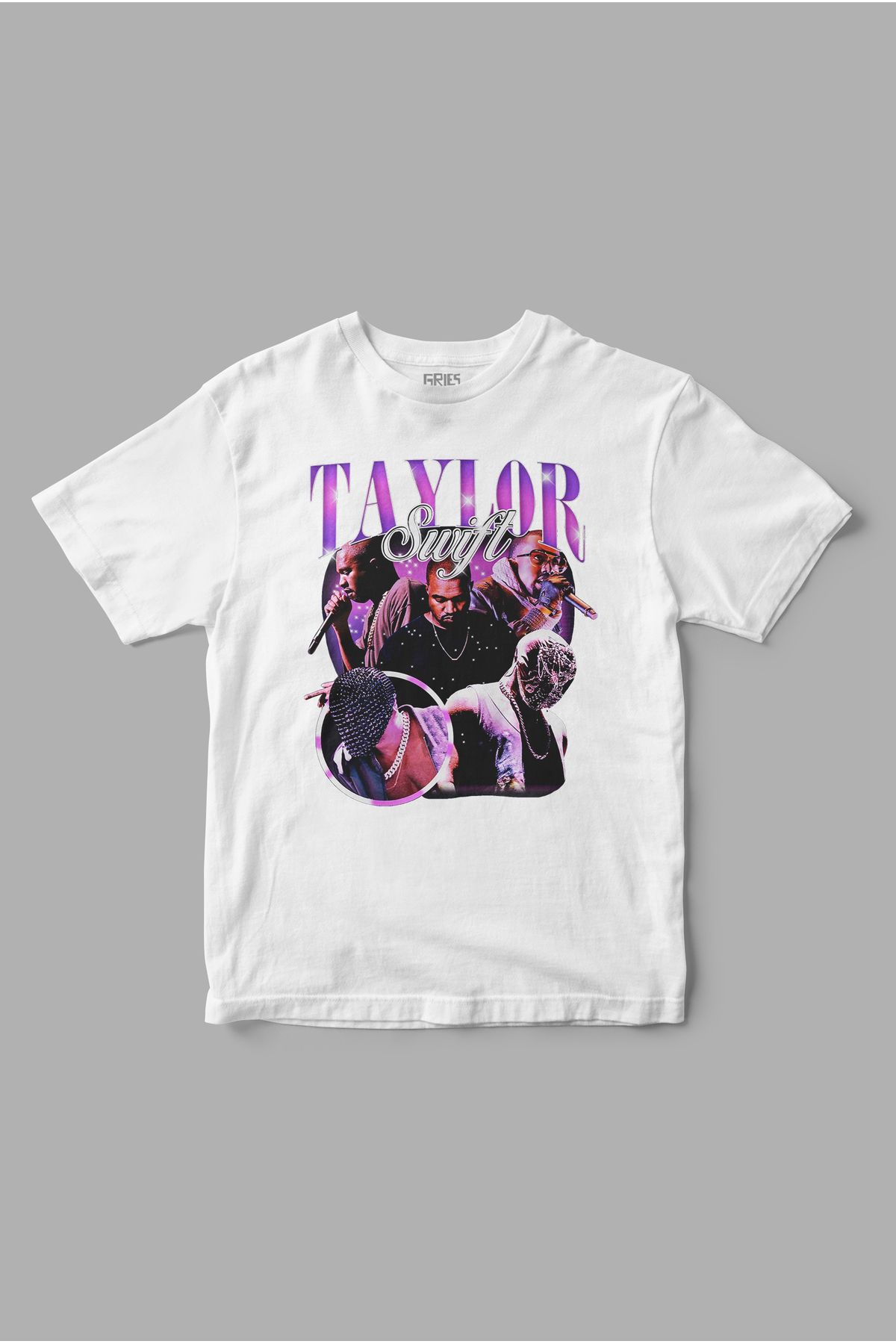 Gries "Taylor Swift Kanye West" Retro Baskılı Tişört