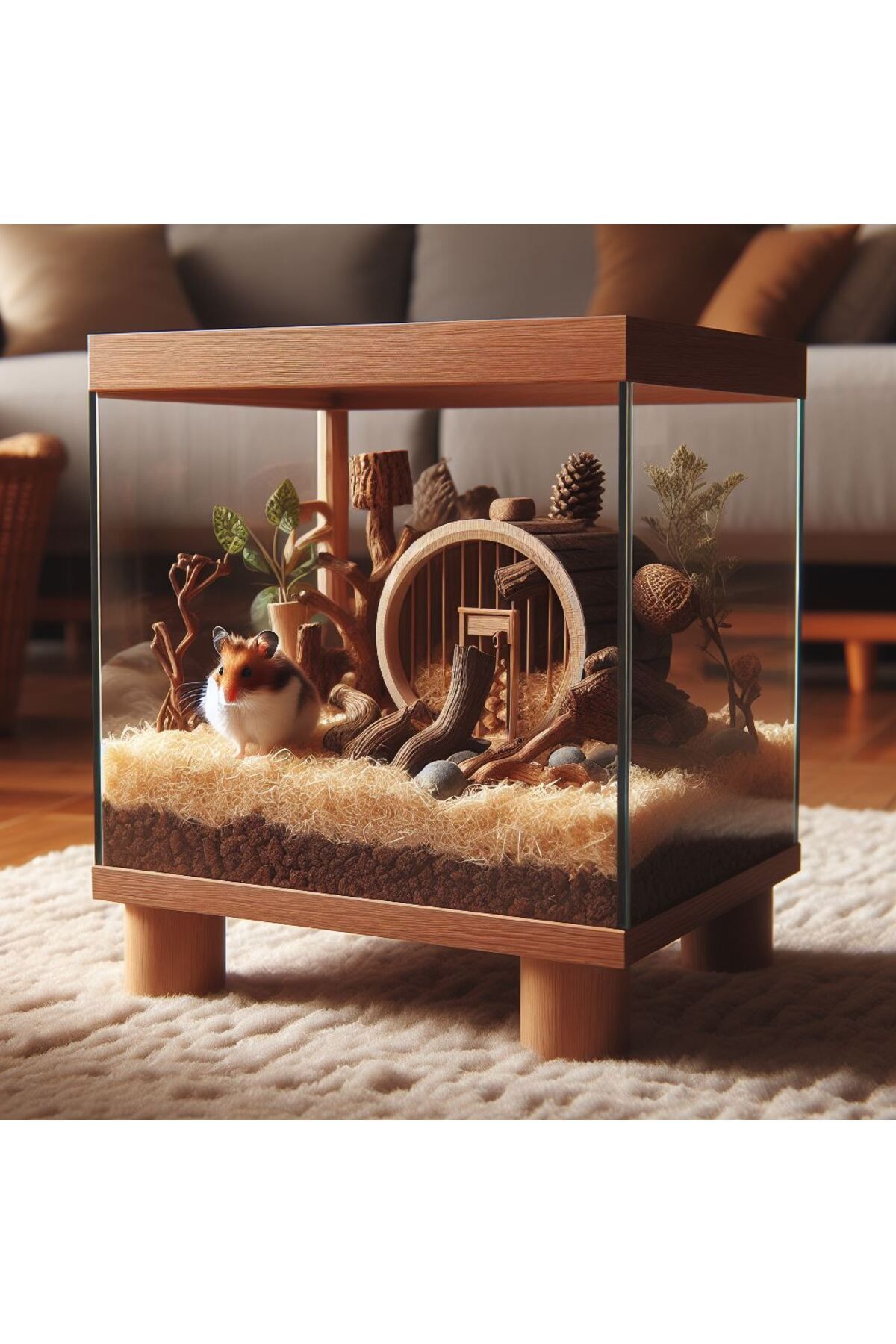 MDİZMİR Hamster Cam Taşıma Kafesi / Ev Tipi Evde Dekoratif Hamster Kafesi ( Kafes Olarak Kullanılmaz)