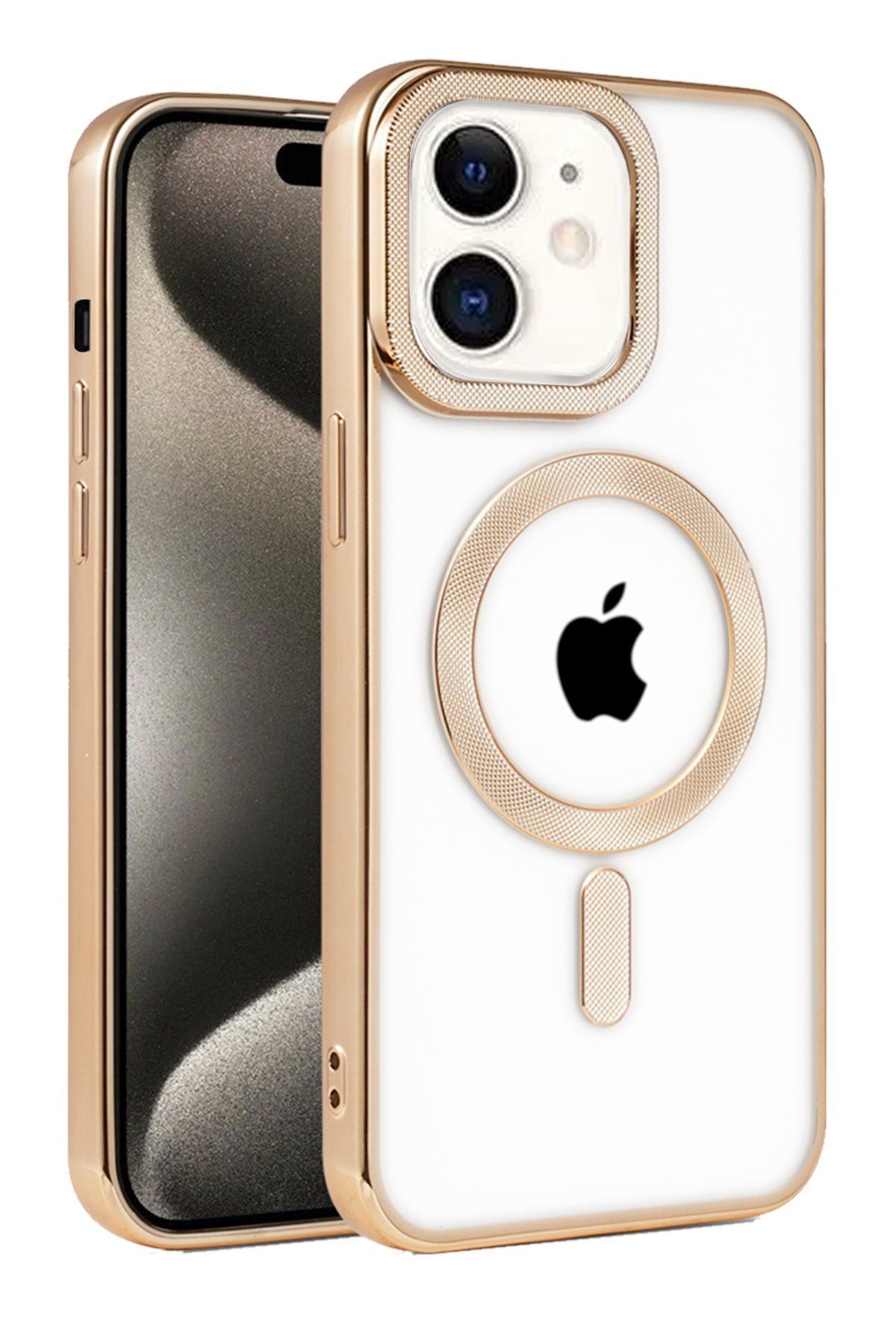 cepmoda iPhone 11 Kılıf Premium Magsafe Özel Tasarımlı Silikon Kapak - Gold