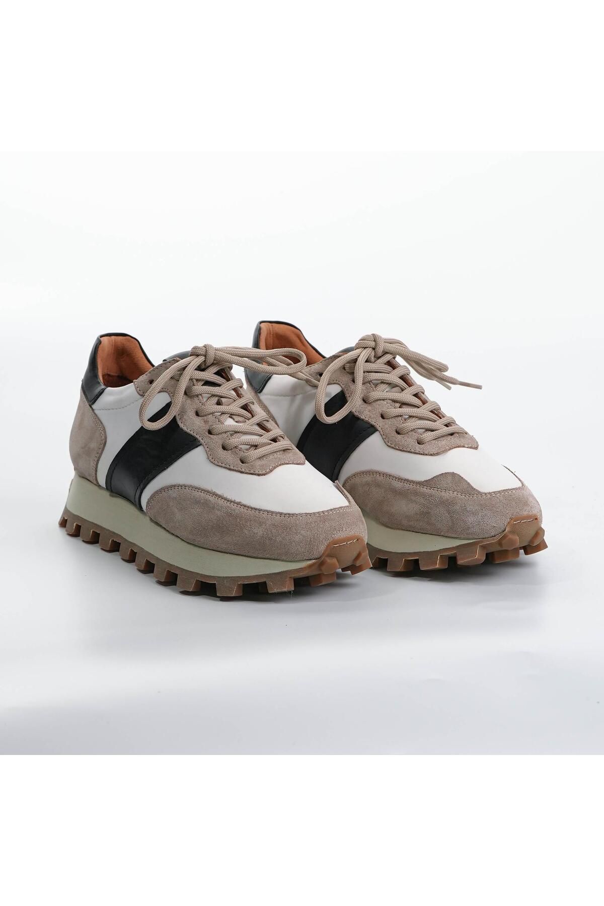 Tetri Sarasota Model Gerçek Deri El Yapımı Erkek Bej Sneaker Ayakkabı - Erkek Spor Ayakkabı