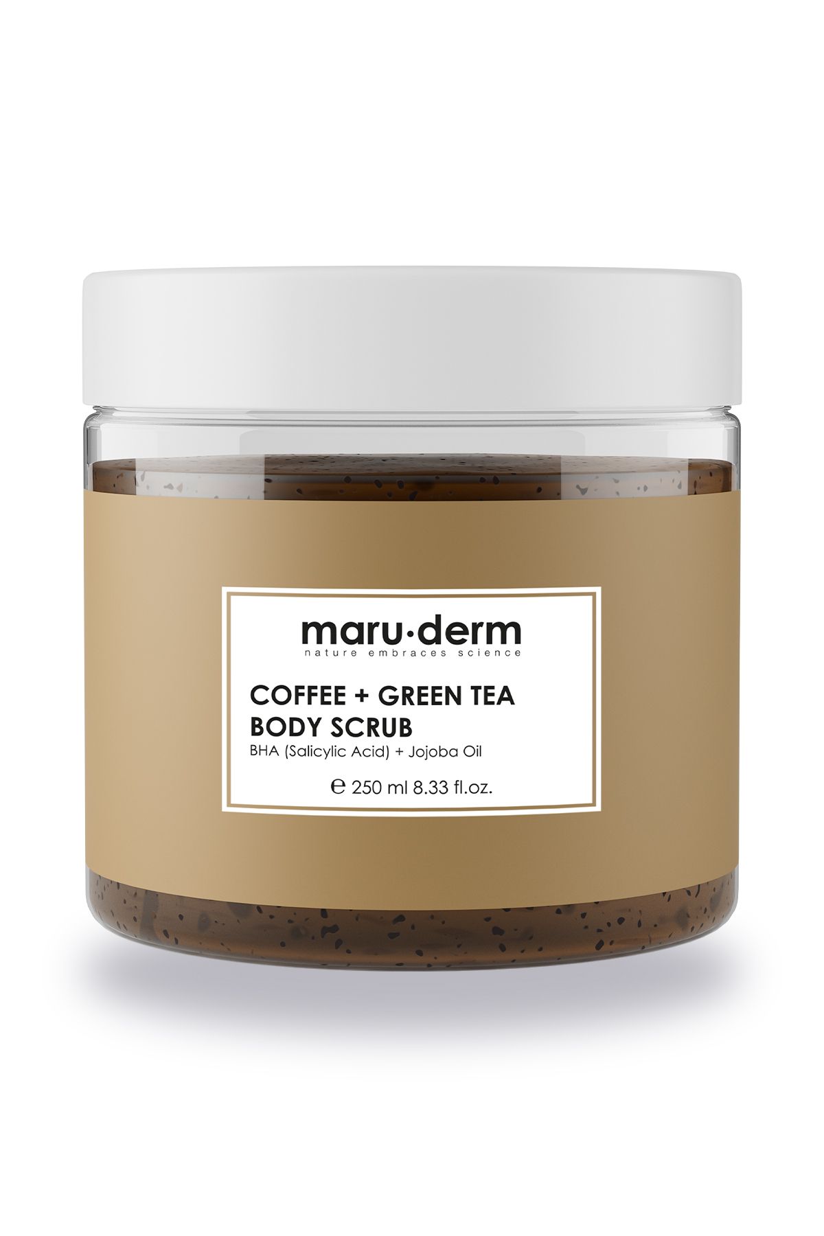 Maru.Derm Body Scrub | Kahve + Yeşil Çay Özlü Vücut Peelingi | BHA + Jojoba Yağı 250 ML