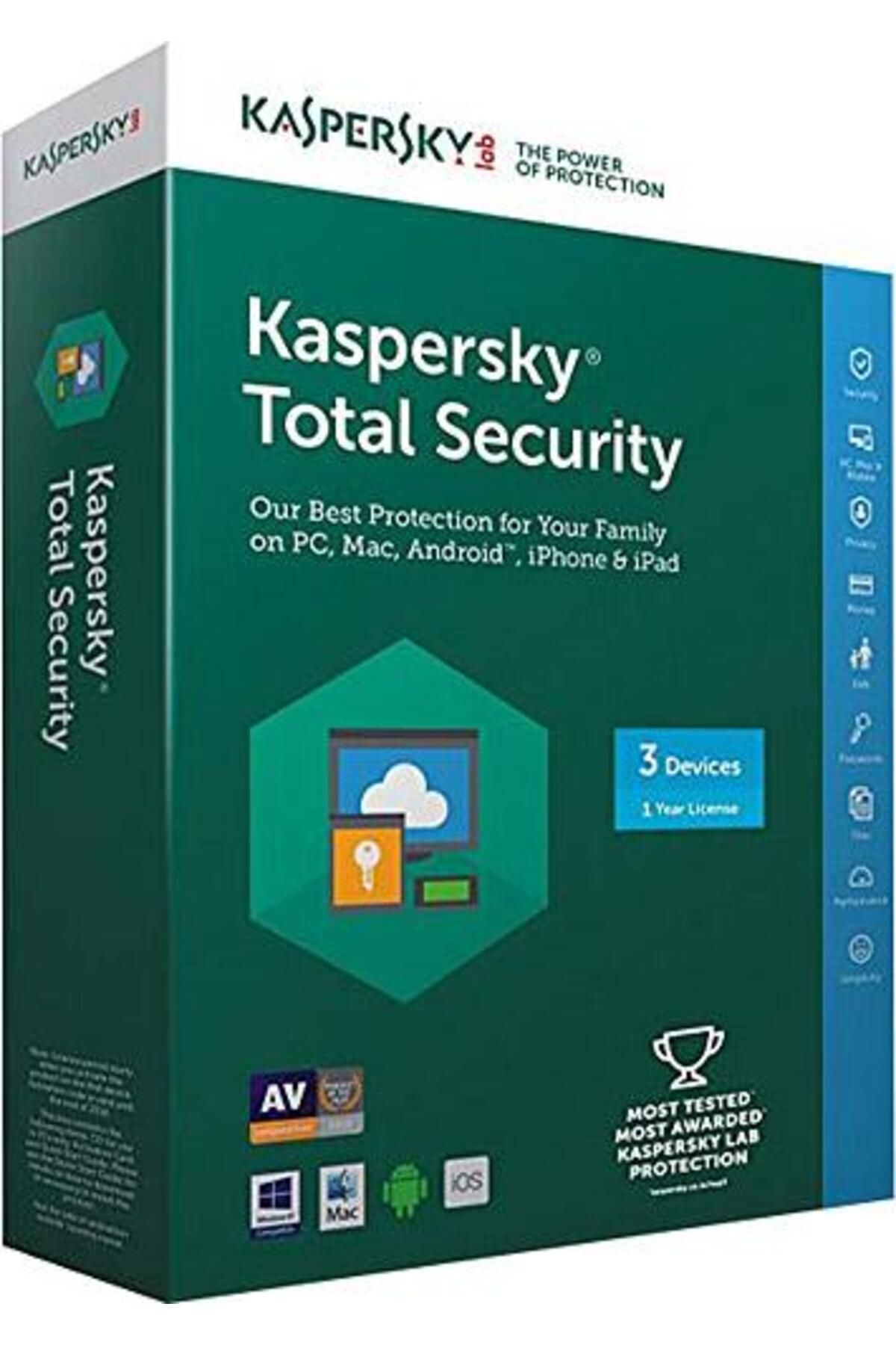 Kaspersky Total Security 3 Kullanıcı 1 Yıl TR