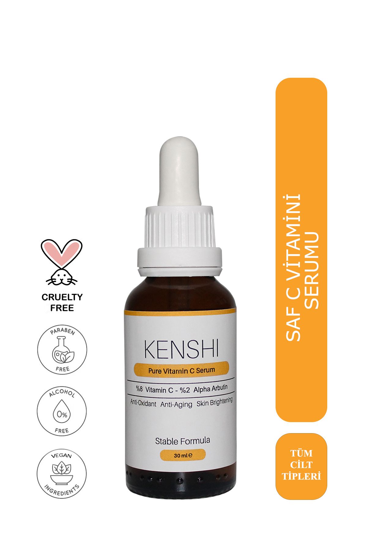 Kenshi Saf %8 Vitamin C + Arbutin Serum 30 Ml - Aydınlatıcı & Kırışıklık Ve Leke Karşıtı & Yaşlanma Karşıtı