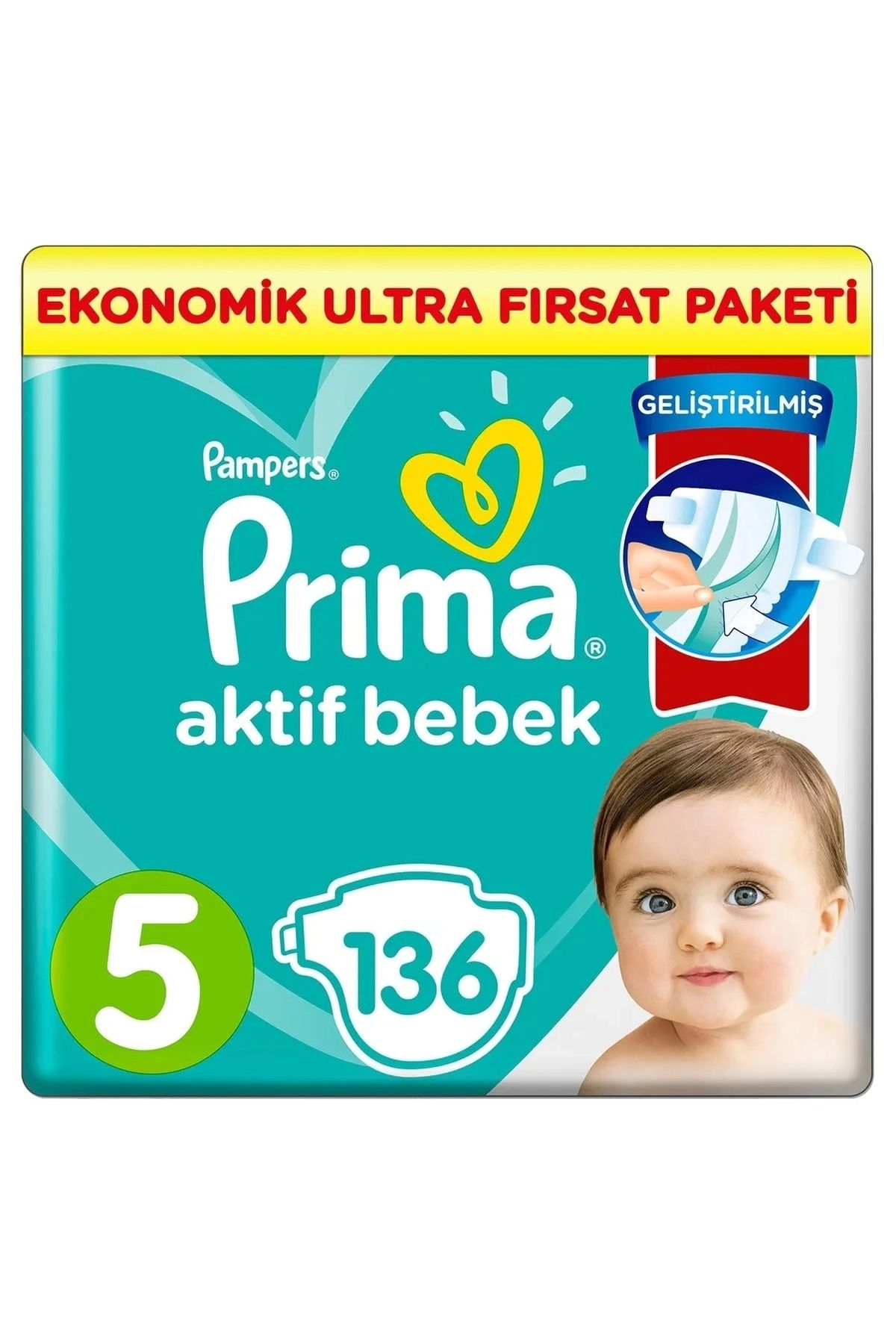 Prima Bebek Bezi Aktif Bebek 5 Beden 136 Adet Ultra Fırsat Paketi