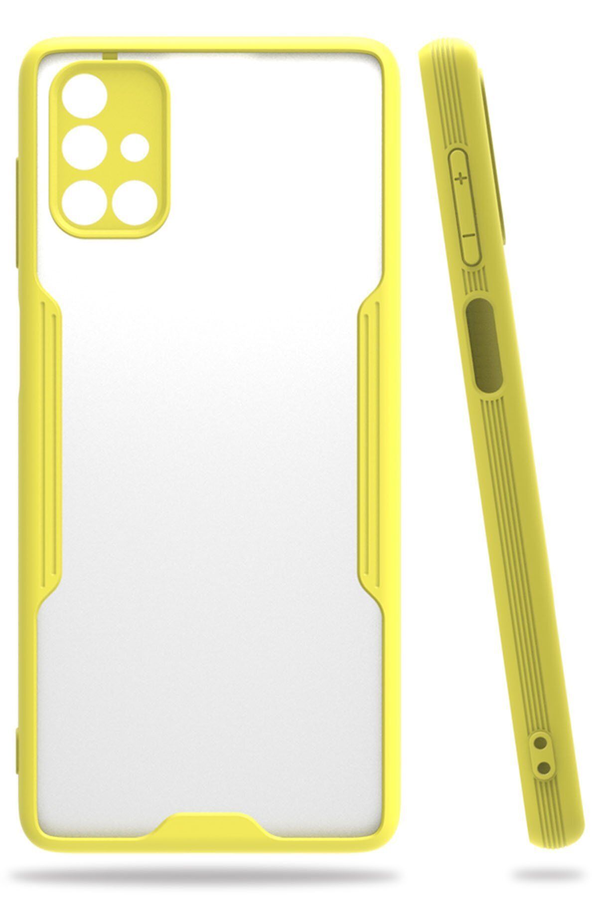 cepmoda Samsung Galaxy M51 Sarı Renkli Ultra İnce Telefon Kılıfı Slim Kapak
