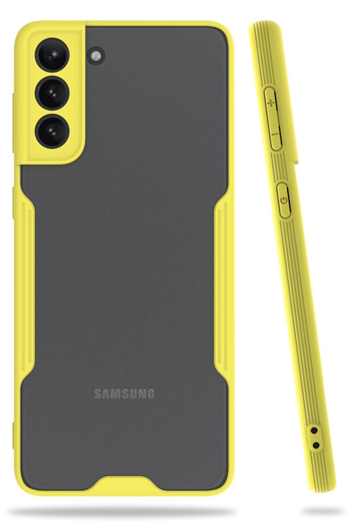cepmoda Samsung Galaxy S21 Sarı Renkli Ultra İnce Telefon Kılıfı Slim Kapak
