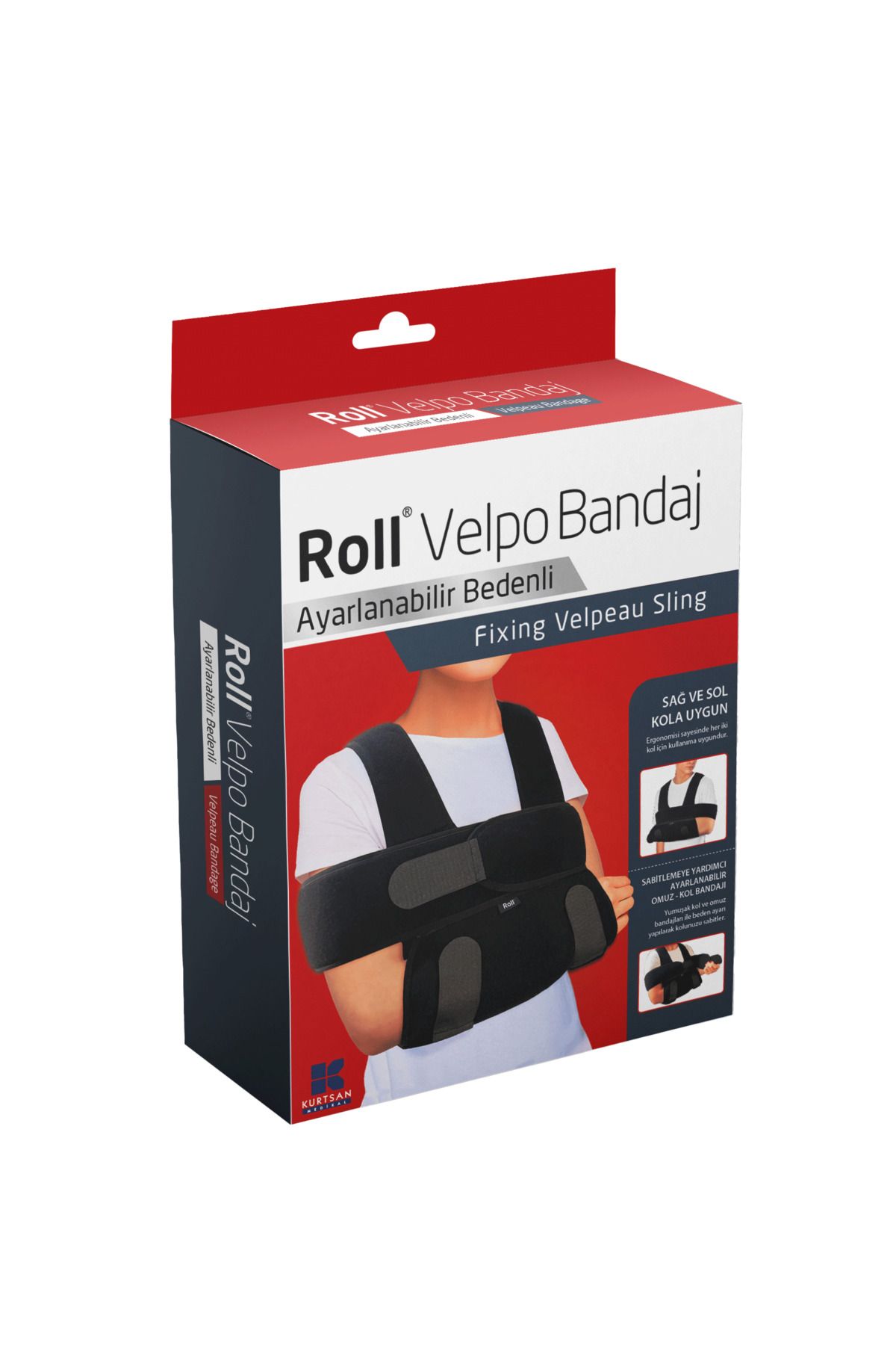 Roll Velpo Bandaj Siyah Omuz Destekli - Ayarlanabilir Bendenli - Yetişkin