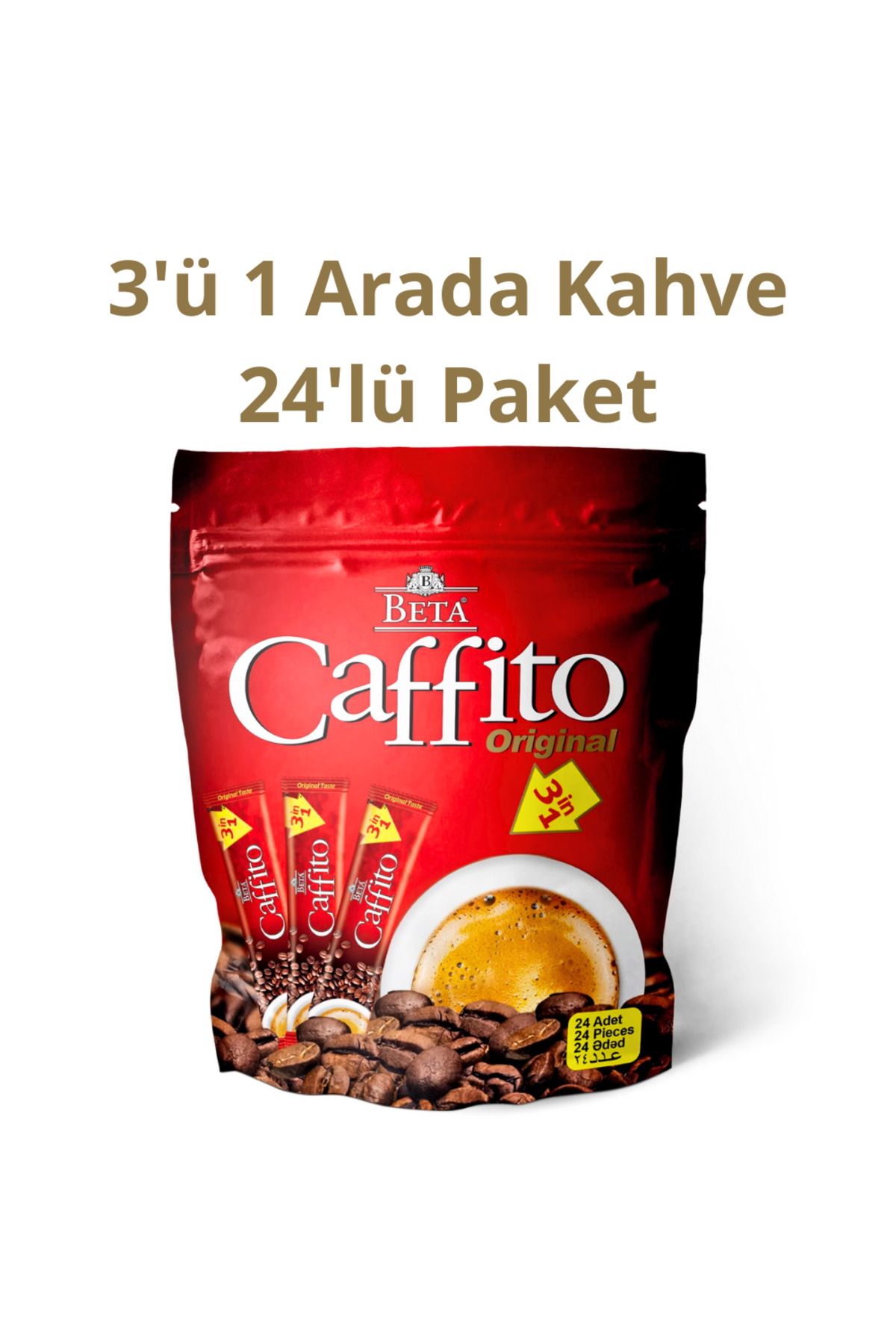 Beta Caffito 3 in 1 Classic Kahve 18 gram 24'lü Paket (3 ü 1 Arada Kahve)