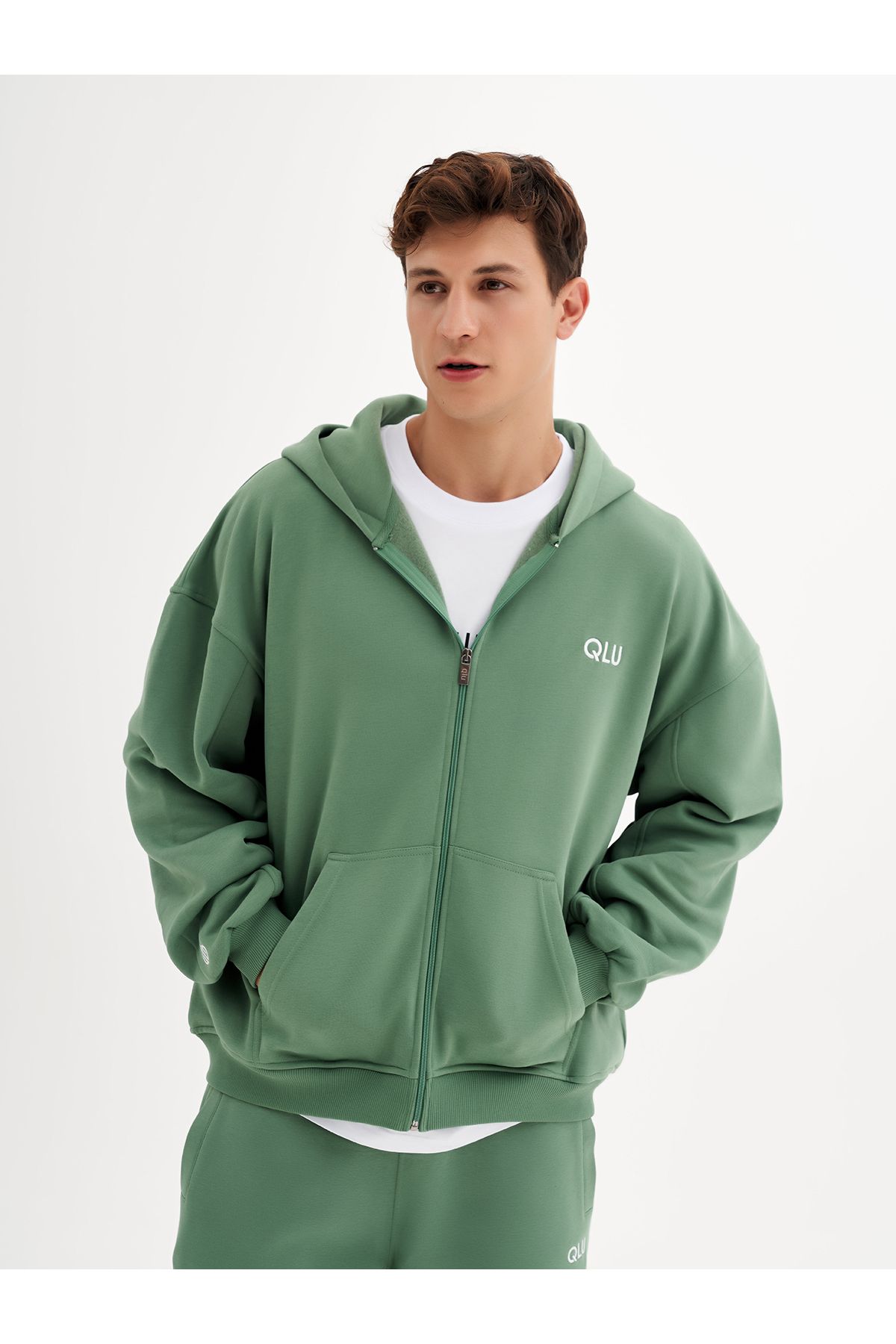 qlu Infinity Unisex Yeşil Oversize Hırka