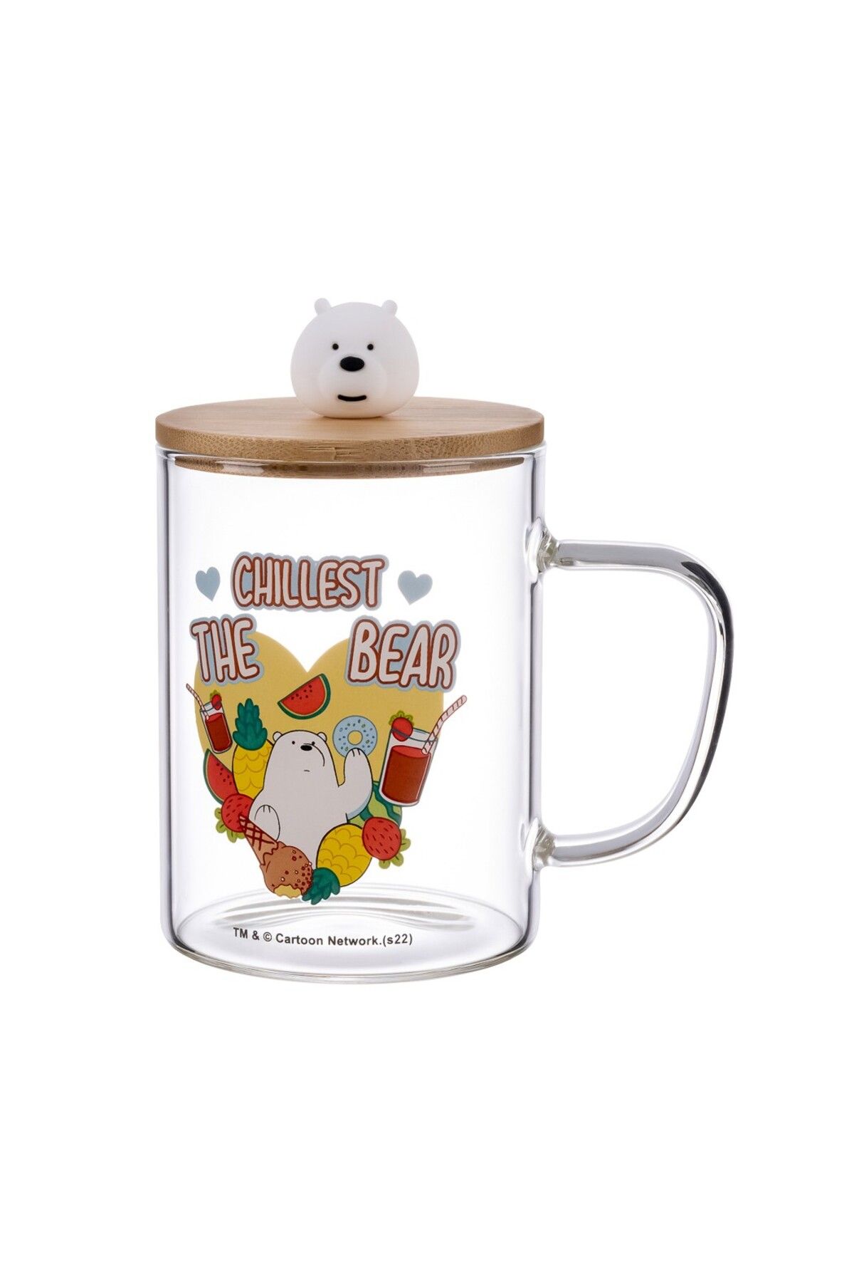 Miniso We Bare Bears Lisanslı Ahşap Kapaklı Borosilikat Cam Bardak