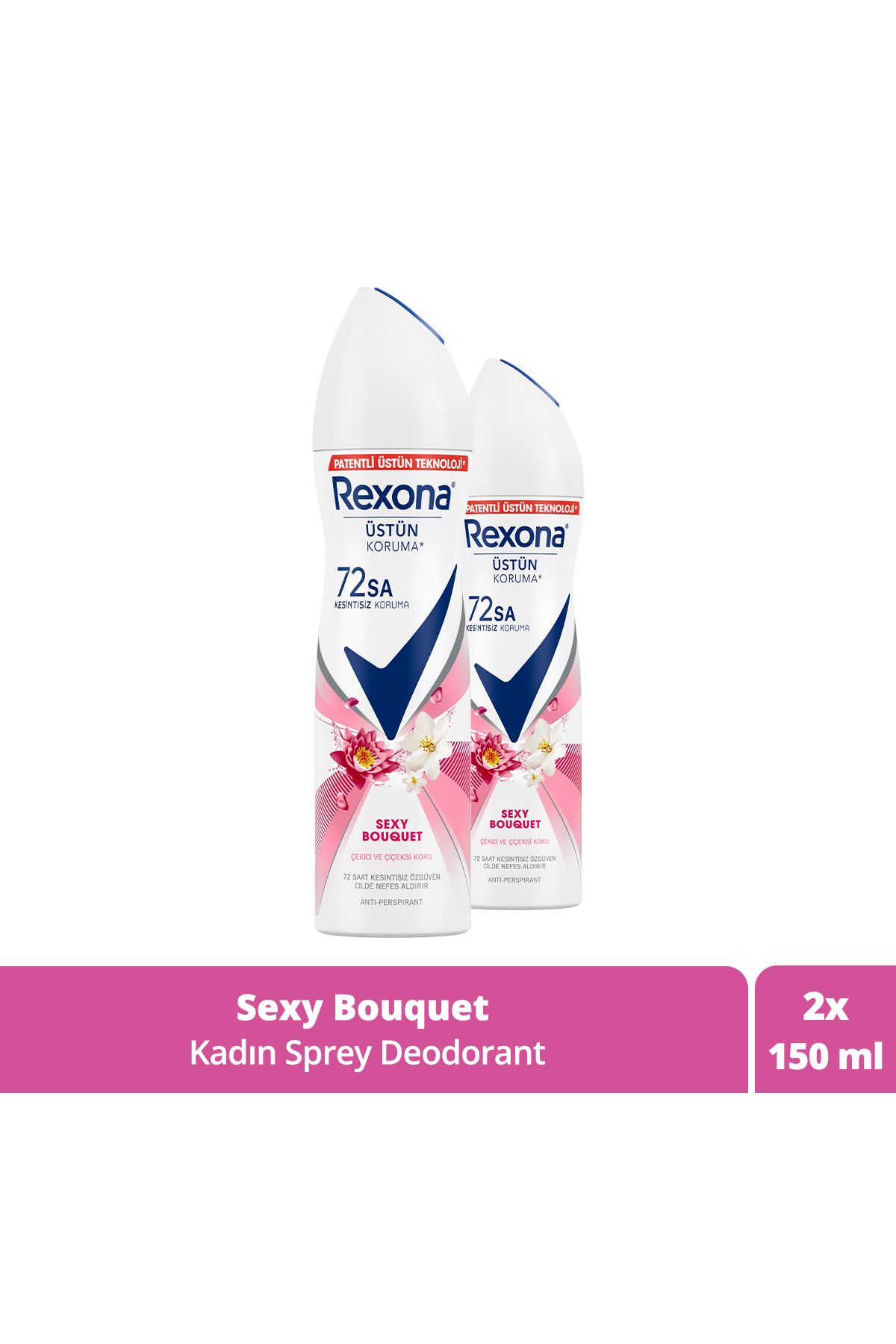 Rexona Kadın Sprey Deodorant Sexy Bouquet 72 Saat Kesintisiz Üstün Koruma 150 ml X2