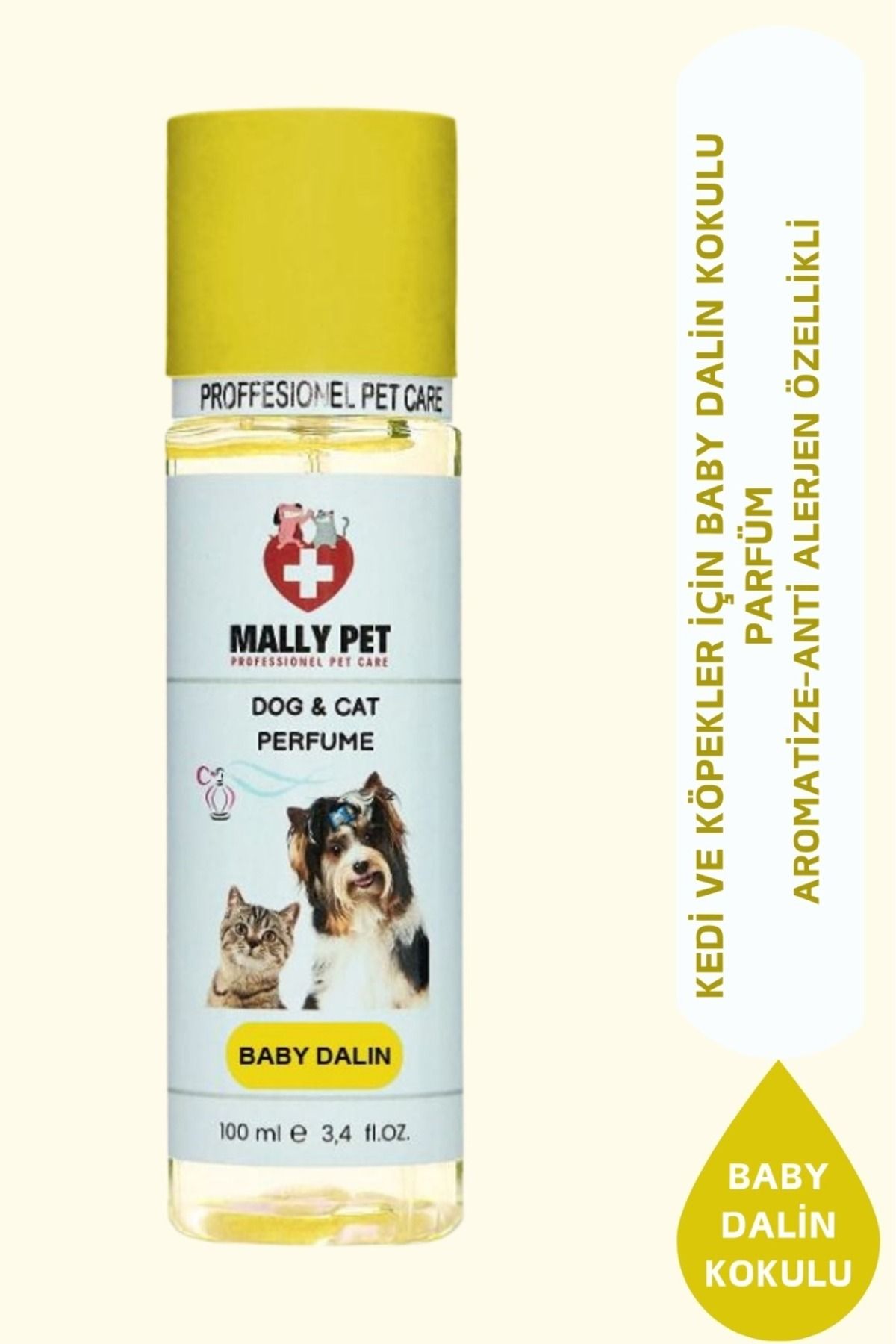 MALLY PET PROFESSIONEL PET CARE Baby Dalin Kokulu Kedi Ve Köpek Parfümü 100 ml