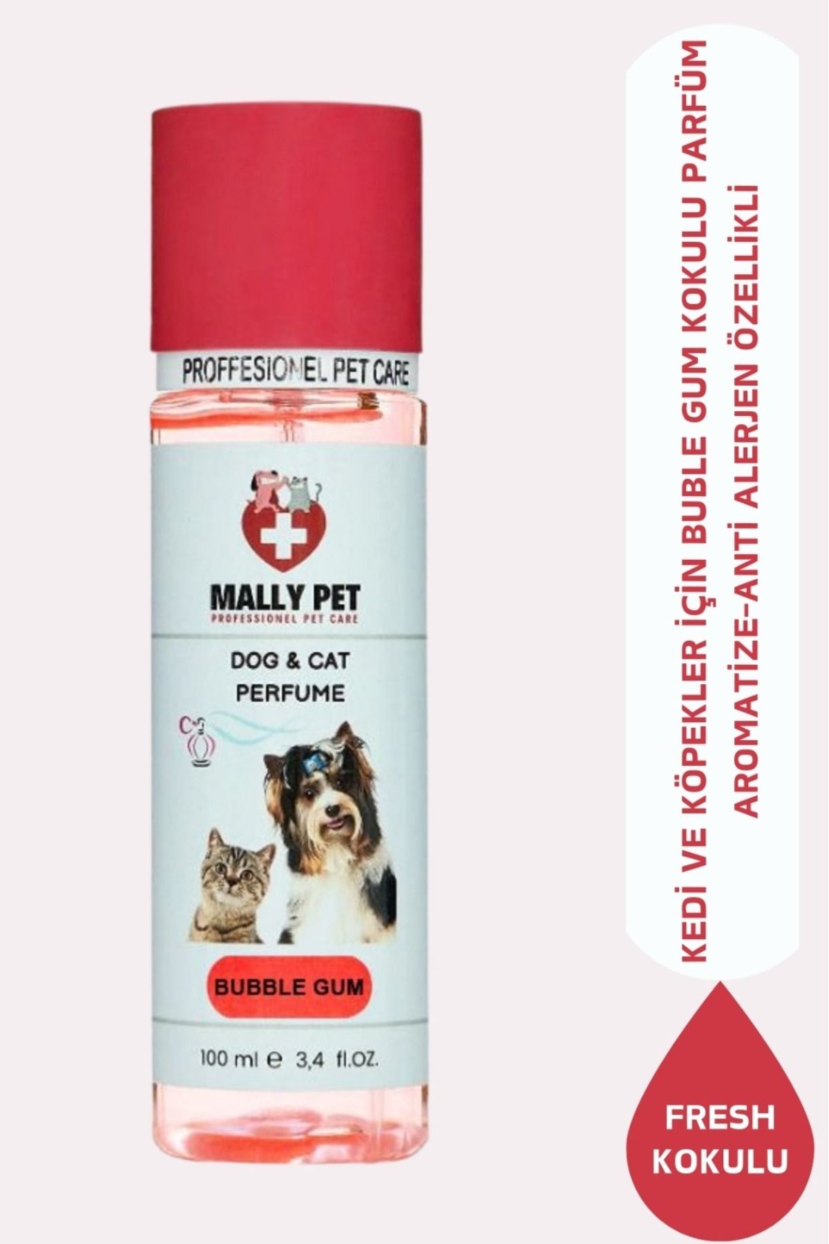 MALLY PET PROFESSIONEL PET CARE Bubble Gum Kokulu Kedi ve Köpek Parfümü 100 Ml