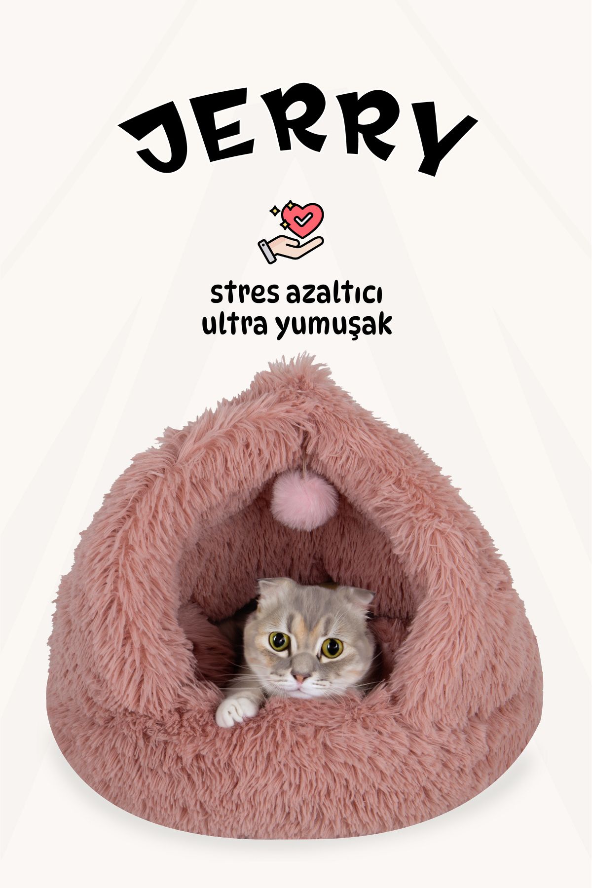 Jungolica Pet Products Jerry, Stres Azaltıcı, Ultra Yumuşak, Tasarım Kedi ve Köpek Yatağı