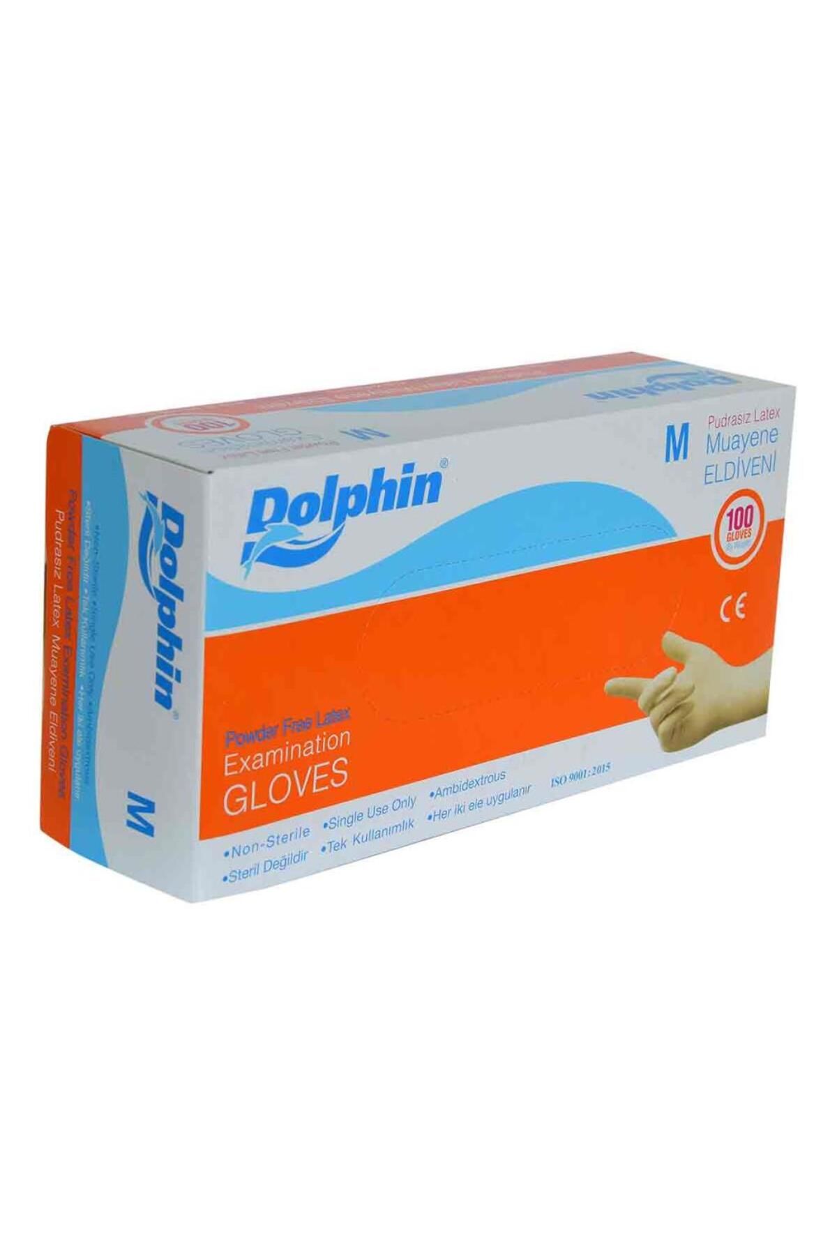 Dolphin Pudrasız Latex Muayene Eldiveni Orta Boy (M) 100 Lü Paket