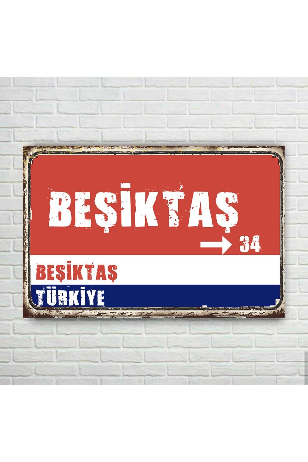 TRENDPOSTER Beşiktaş Tabela Retro Ahşap Poster