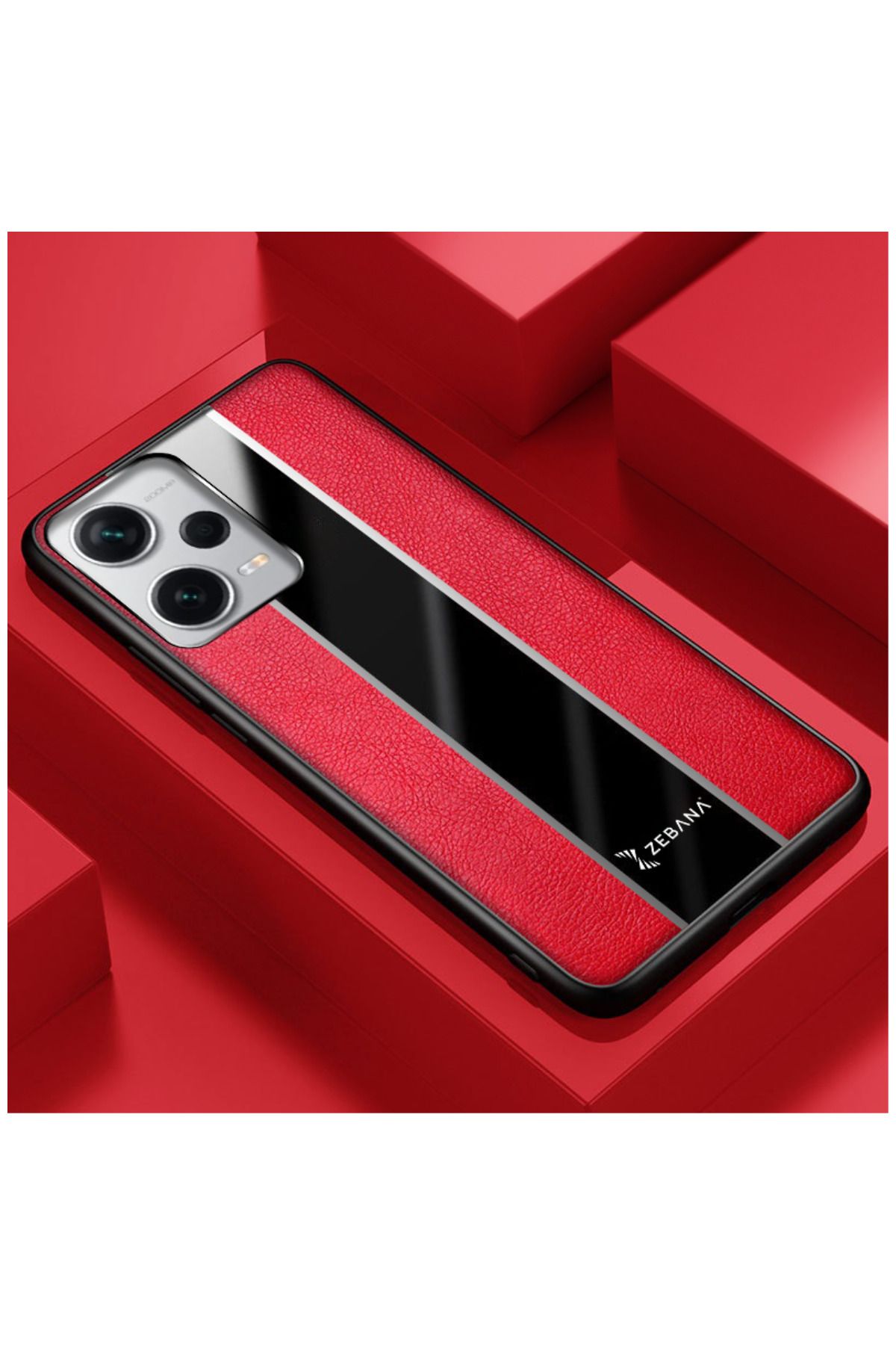 Zebana Xiaomi Redmi Note 12 Pro 5g Uyumlu Kılıf Premium Deri Kılıf Kırmızı