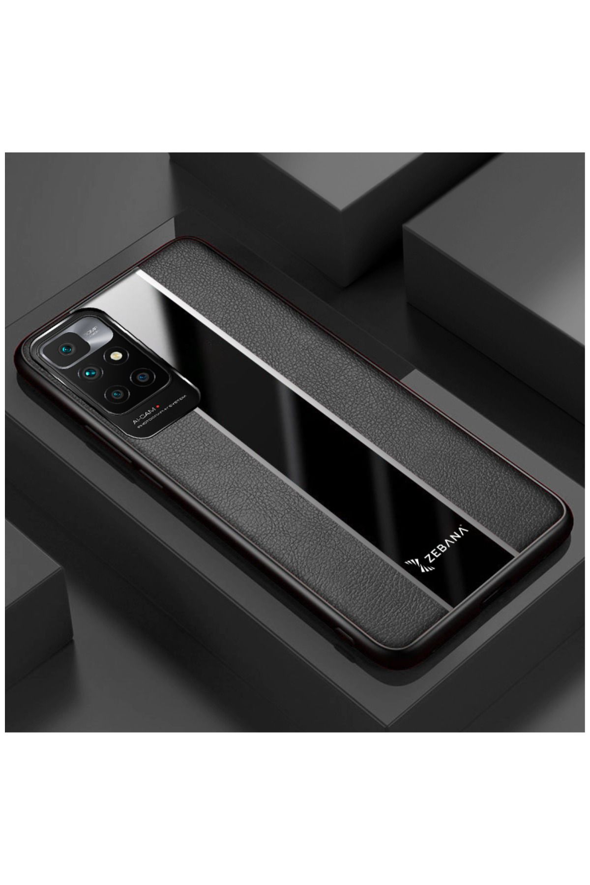 Zebana Xiaomi Redmi 10 2022 Uyumlu Kılıf Premium Deri Kılıf Siyah