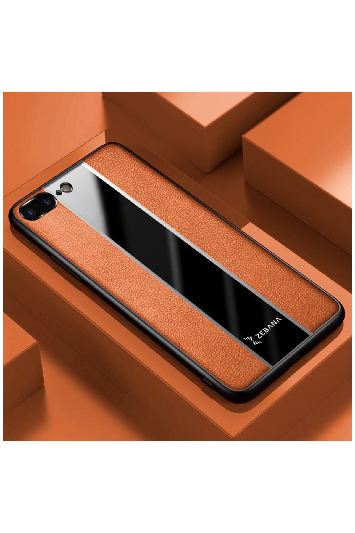 Dara Aksesuar Apple Iphone 8 Plus Uyumlu Kılıf Zebana Premium Deri Kılıf Kahverengi