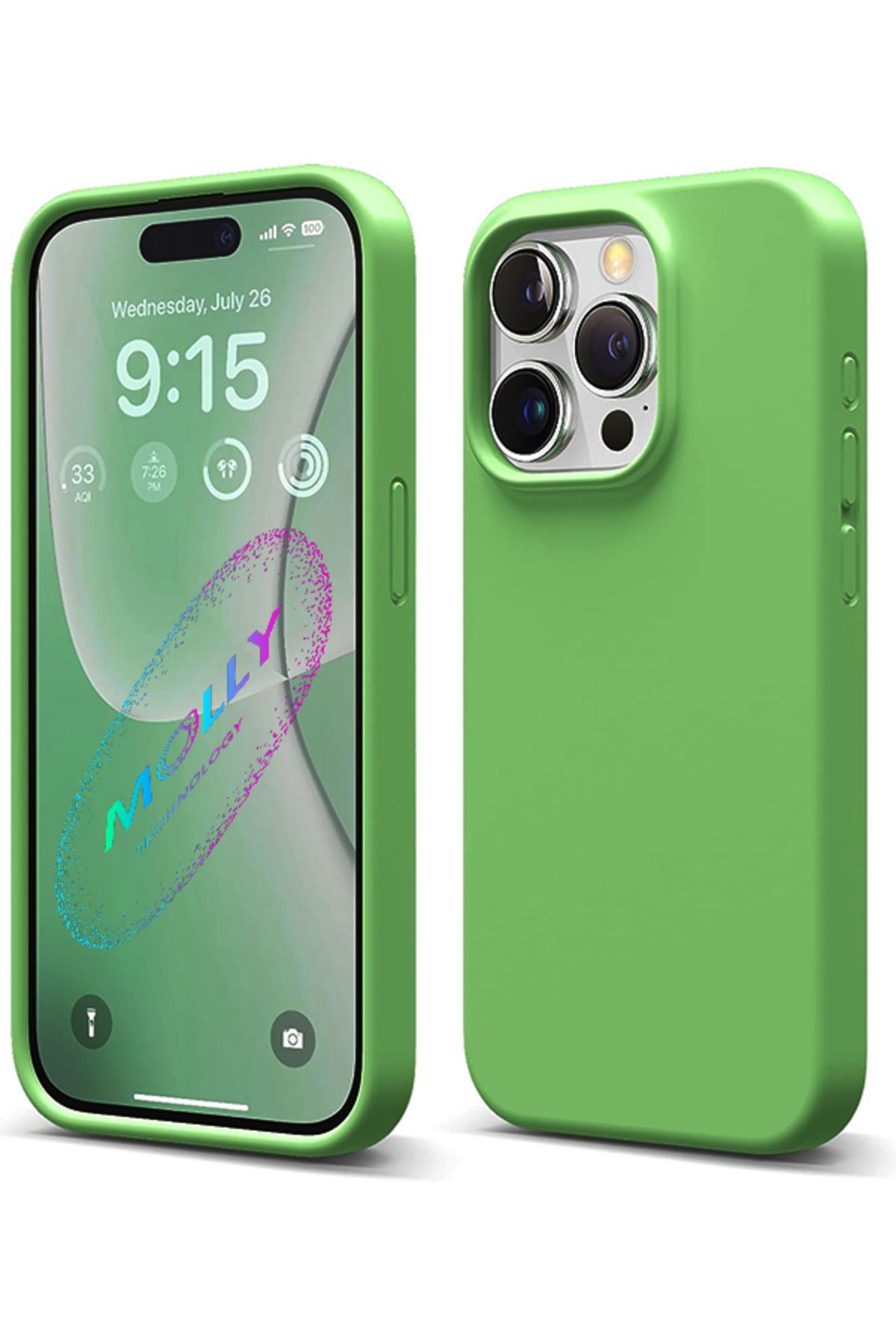 Molly iPhone 15 PRO MAX İçin Uyumlu Matcha Yeşili Liquid İçi Kadife Silikon Kılıf