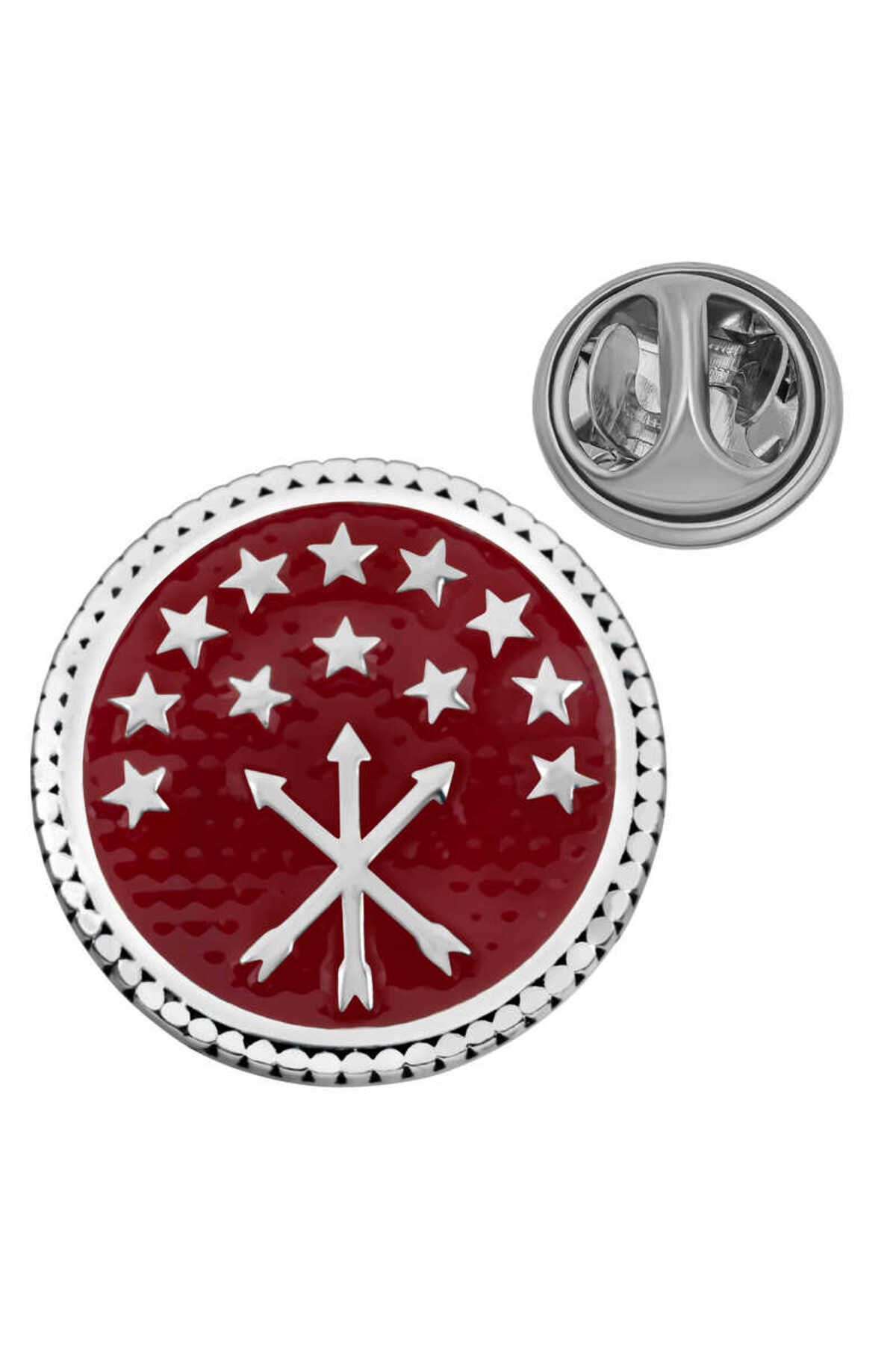 Genel Markalar Gümüş Çerkes Bayrağı Rozet  T8678MR