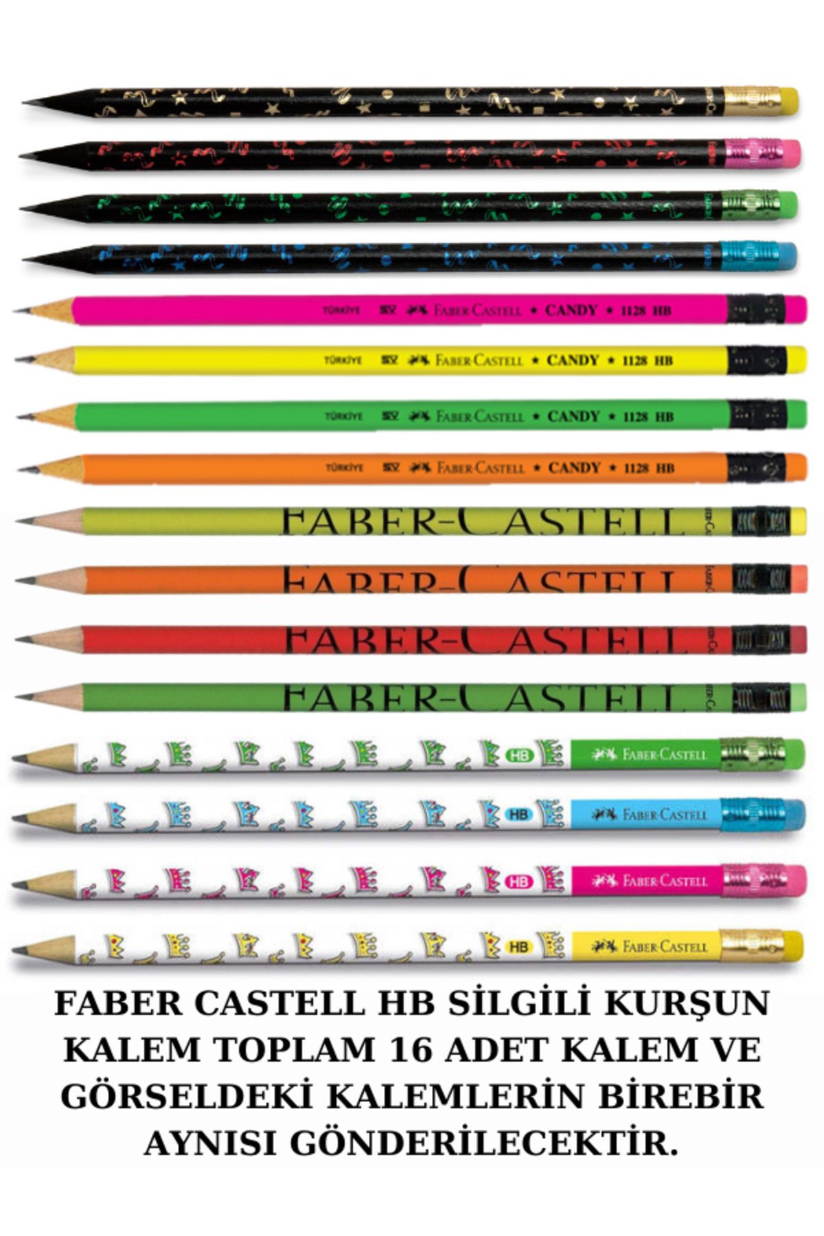 Faber Castell HB SİLGİLİ KURŞUN KALEM SETİ 16 ADET