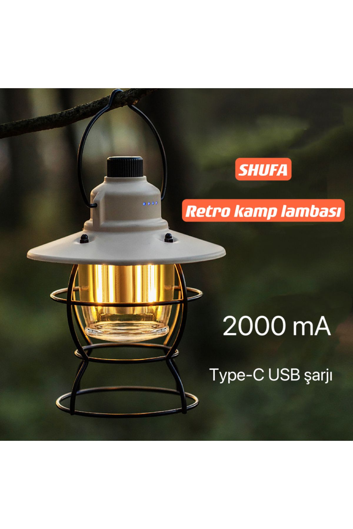SHUFA SHUFAN ostaljik ışığı ayarlanabilir USB Şarjlı Ledli Kamp Lambası 2000mA