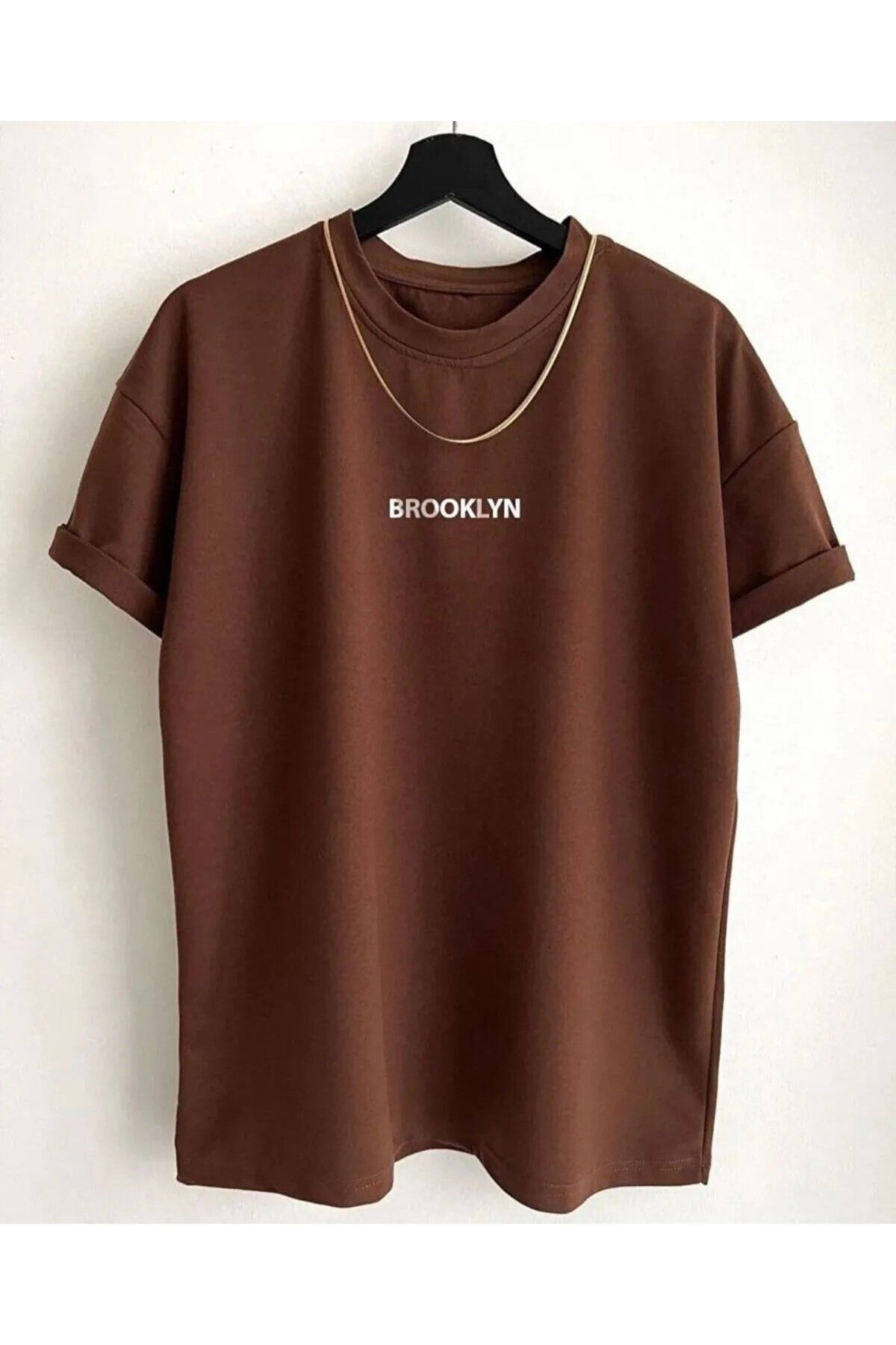 HIRSCH Unisex Kahverengi Brooklyn Baskılı T-shirt