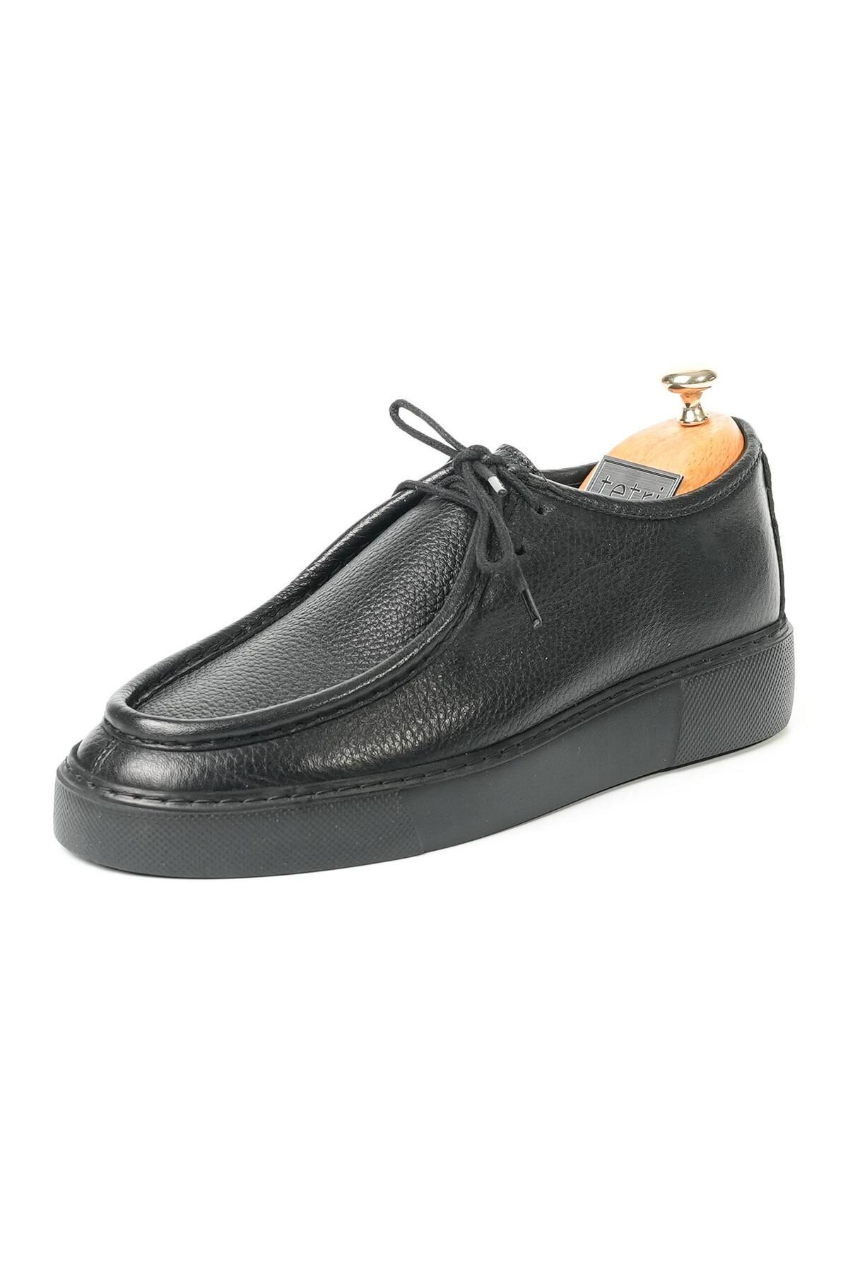 Tetri Sisley Model Hakiki Deri Erkek Siyah Casual Ayakkabı
