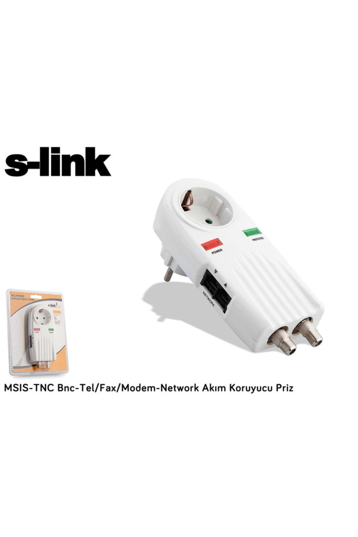 S-Link MSIS-TNC Bnc - Tel-Fax-Modem - Network Akım Koruyucu Priz