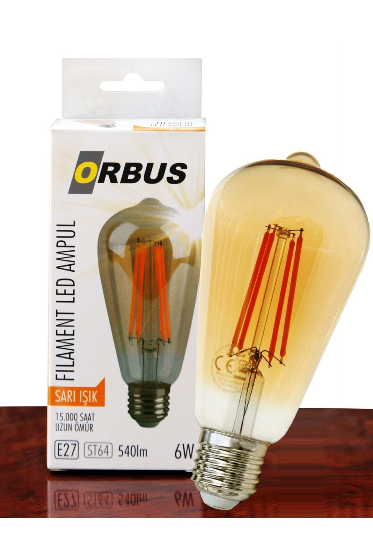 ORBUS Orb-St6w 6w Sarı Işık E27 A60 540lm 15.000 Saat Fılamnet Led Ampul