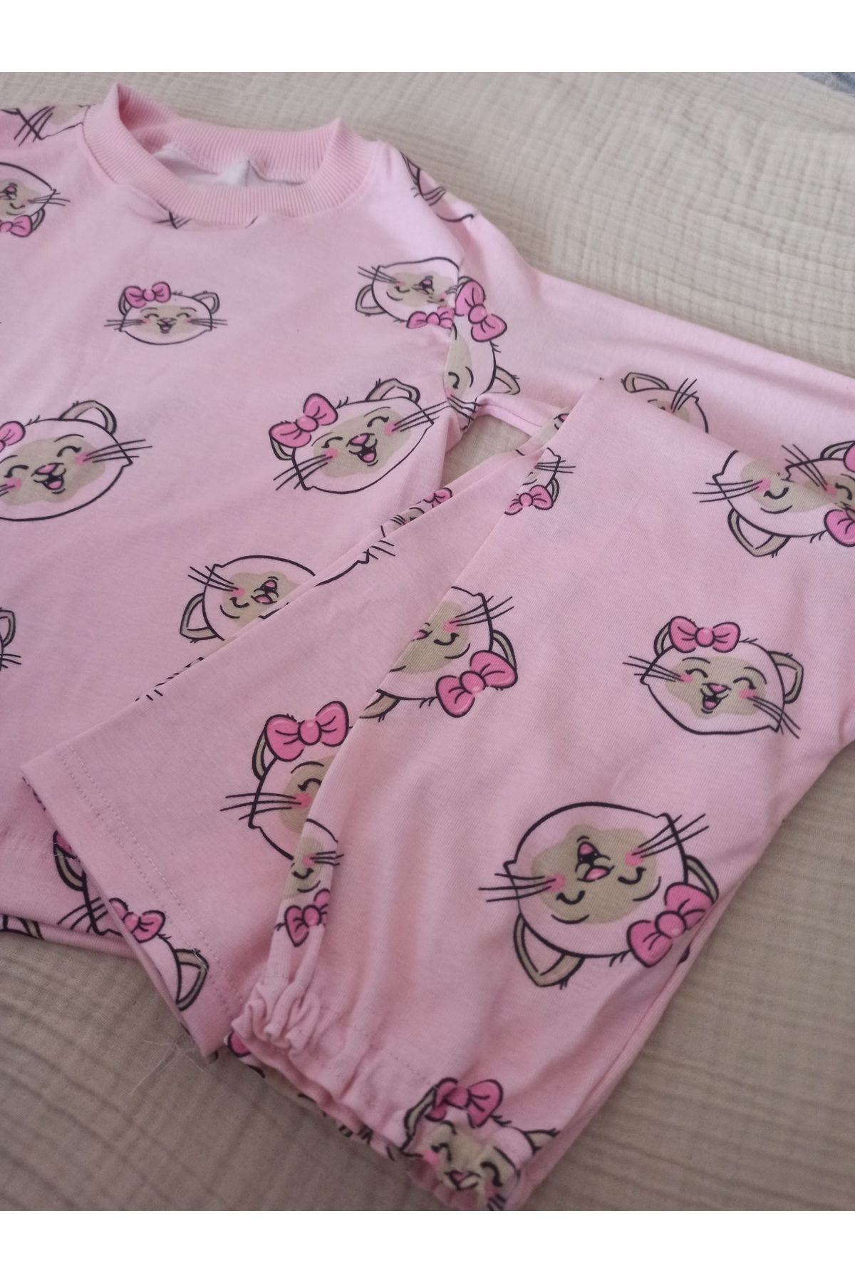 İnci %100 Pamuklu Pijama Takımı Çocuk