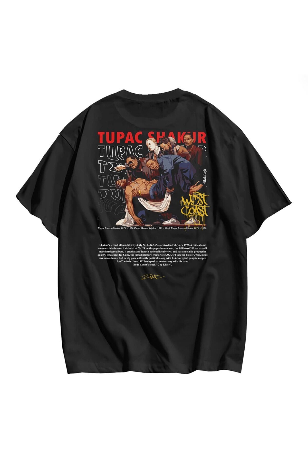 Grove Fashion Tupac Shakur Ön Arka Baskılı Unisex Oversize T-shirt