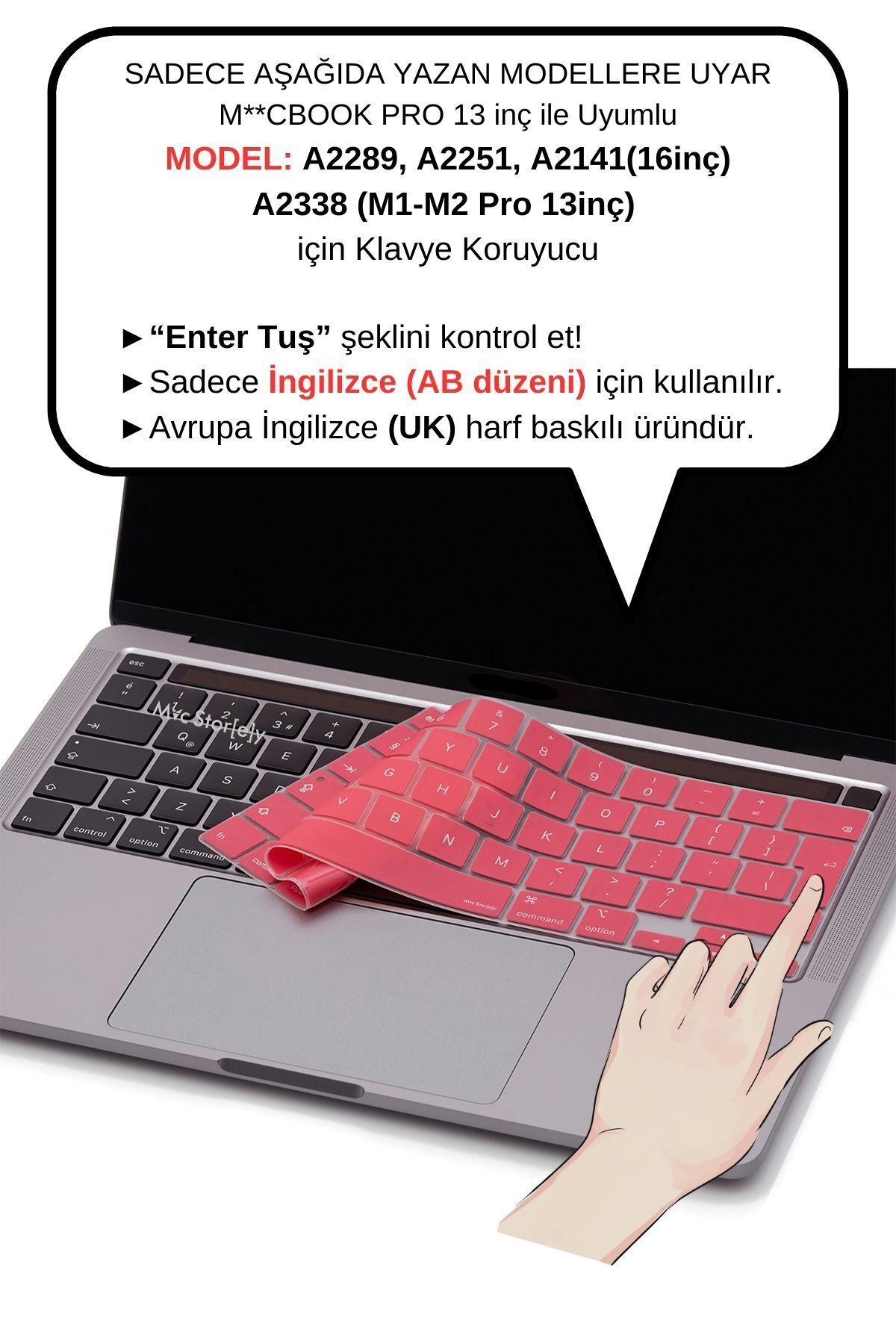 Mcstorey Macbook Klavye Koruyucu Mac Pro 13inç M1-m2 Için (UK-İNGİLİZCE) A2338 A2289 A2251 A2141 Iıe Uyumlu