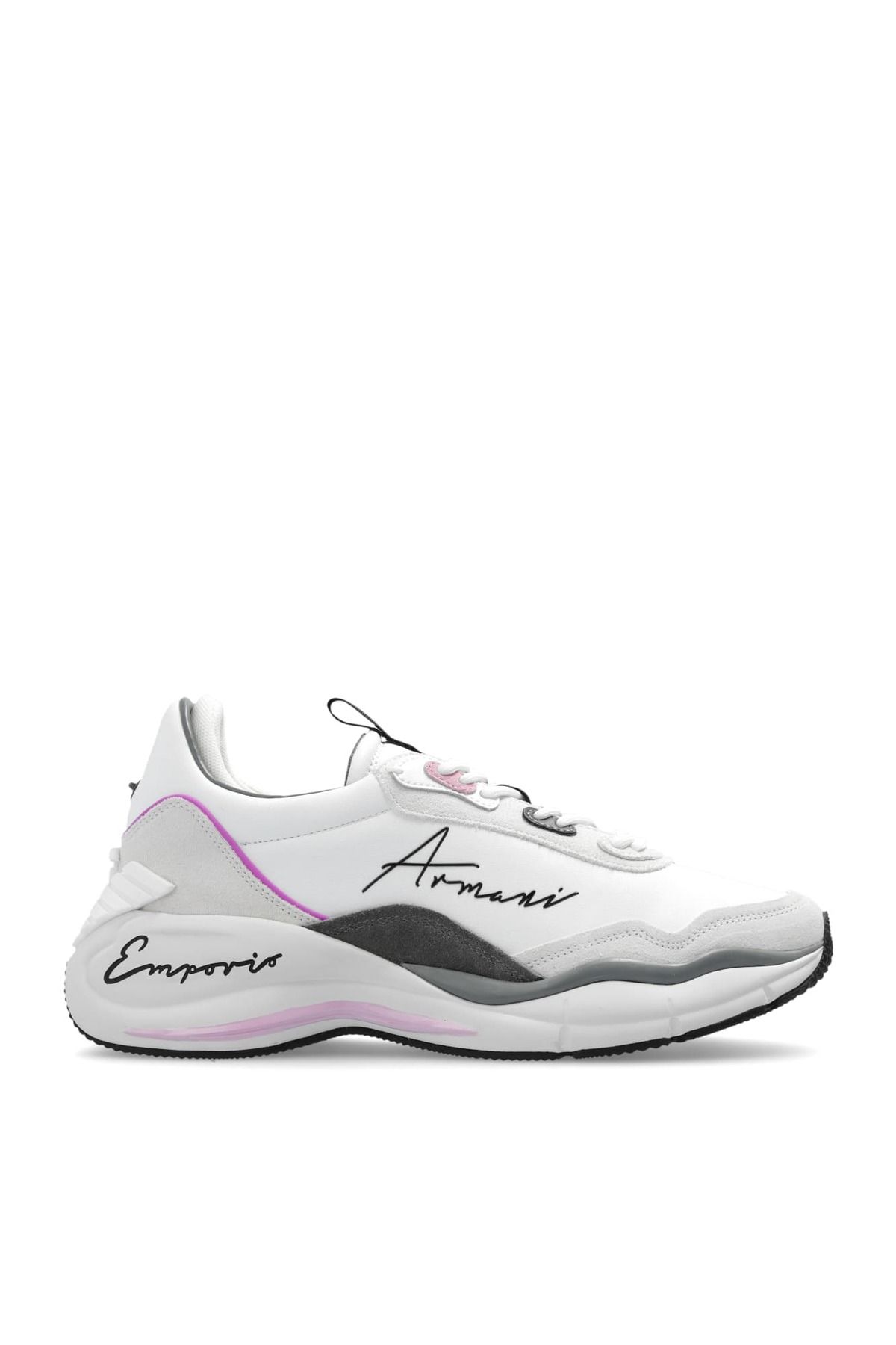 Emporio Armani Kadın Marka Logolu Bağcıklı Kaydırmaz Tabanlı Günlük Beyaz Sneaker X3X215 XR120-C673