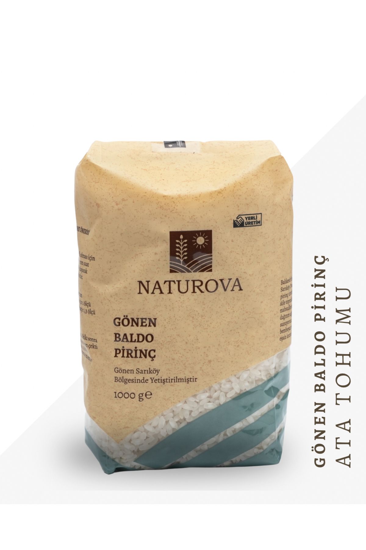 NATUROVA Gönen Baldo Pirinç 1 Kg - Doğal Tarım, Yerli Tohum