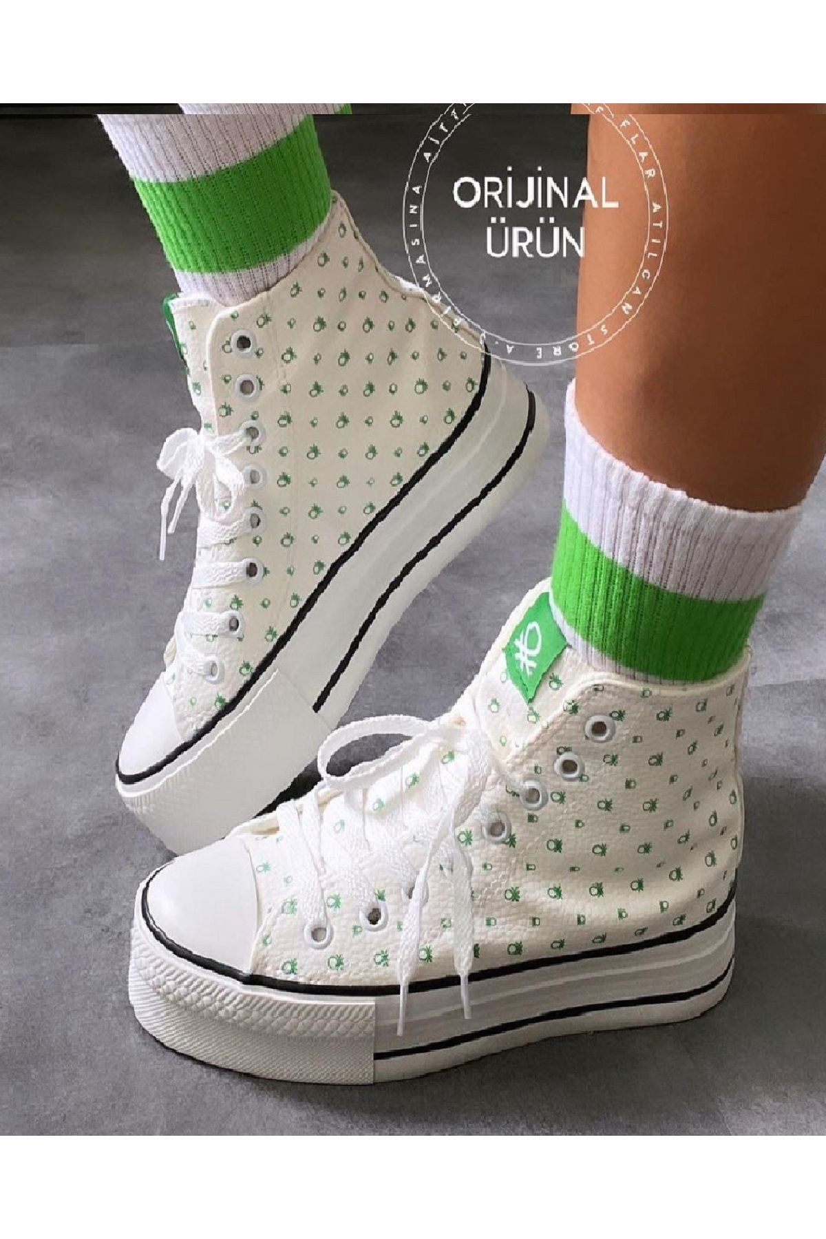 United Colors of Benetton Beyaz Kadın Bilekli Sneaker Ayakkabı BN-30824