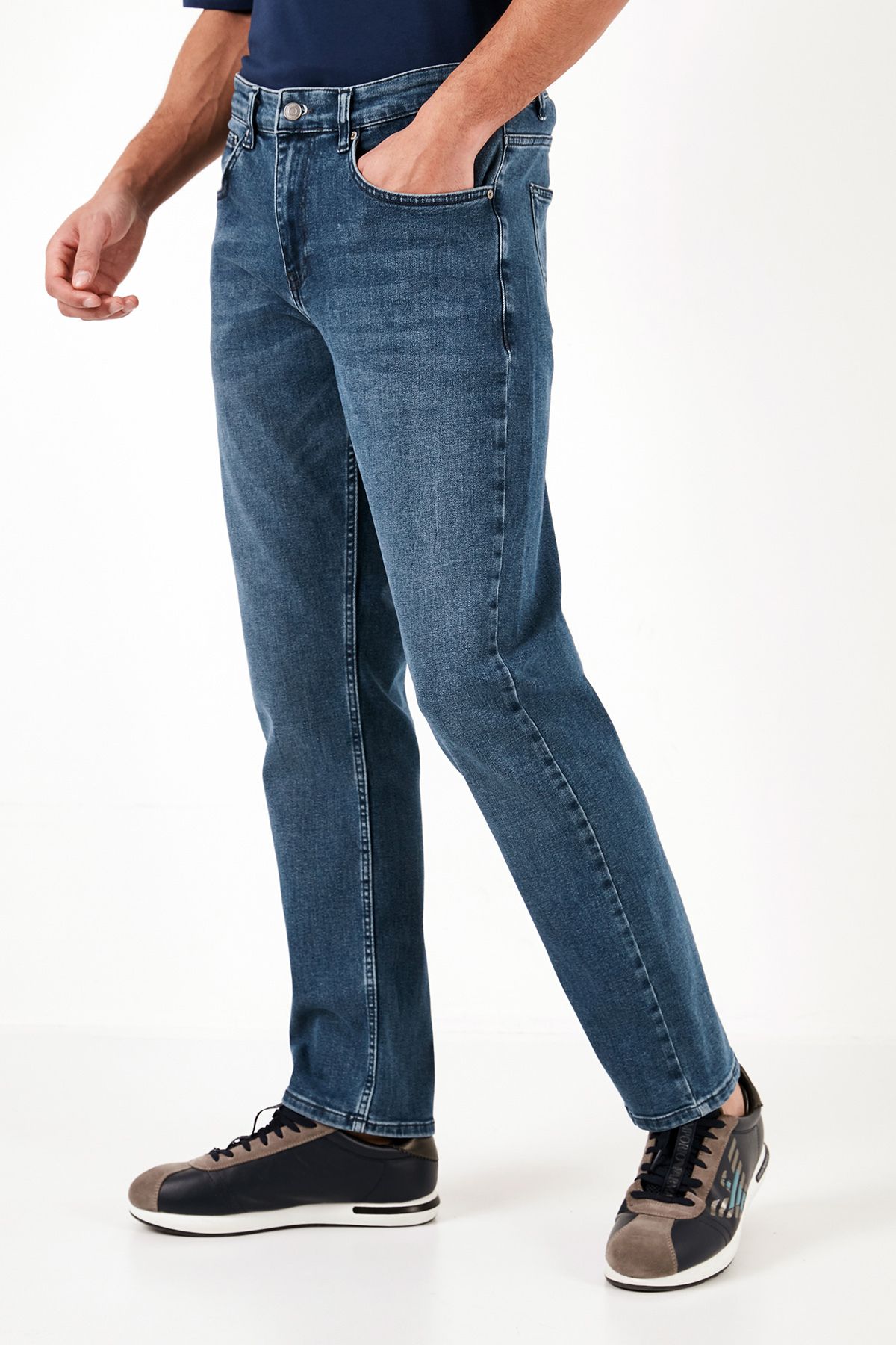 Buratti Pamuklu Yüksek Bel Comfort Fit Boru Paça Jeans Erkek KOT PANTOLON 4400J78TEXAS