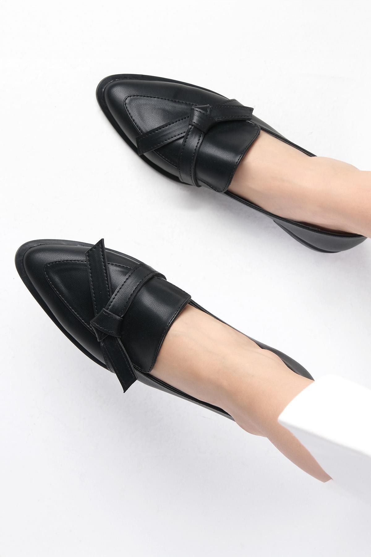 Mio Gusto Ezra Siyah Renk Kadın Loafer Günlük Düz Ayakkabı
