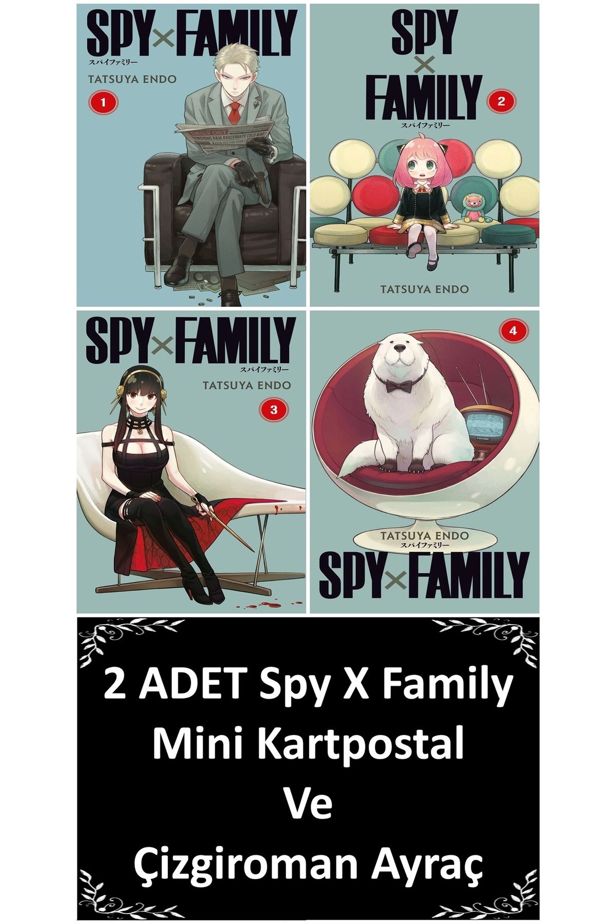Gerekli Şeyler Yayıncılık Spy x Family 1-2-3-4. Ciltler 4 Kitap | Spy x Family Mini Kartpostal Ve Çizgiroman Ayraçlar