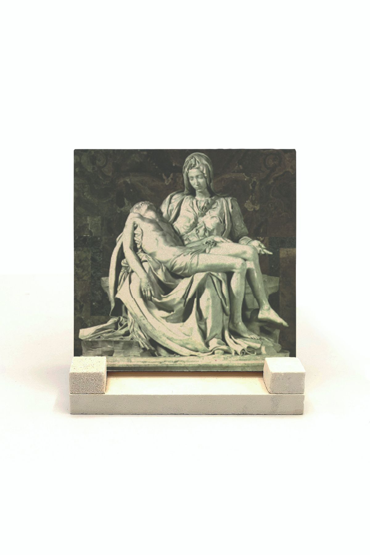 BAKSEPETE Pietà Michelangelo, 1498 Baskılı Doğaltaş Masaüstlük 10x10 Krg-144