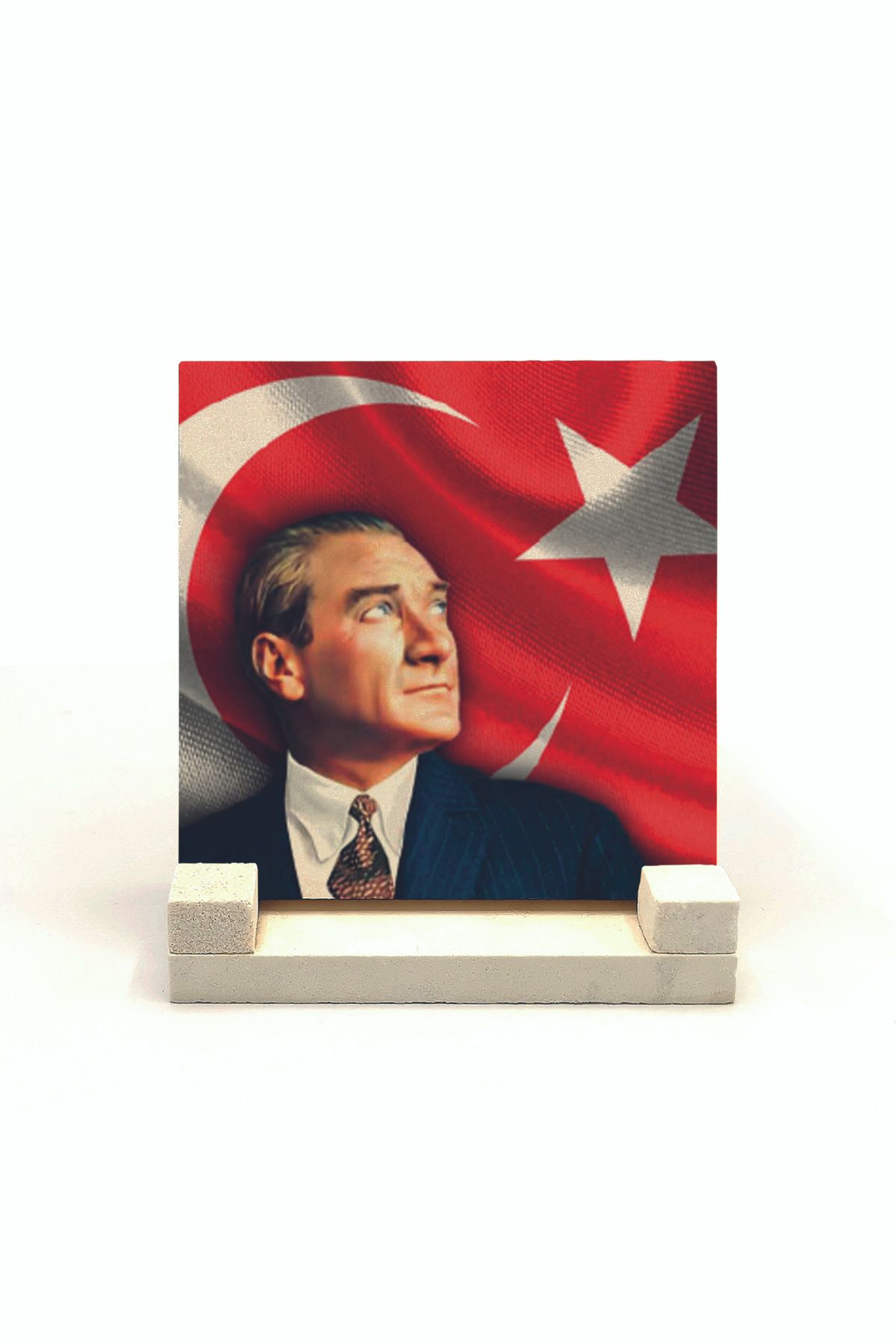 Sadrazam Atatürk Baskılı Doğaltaş Masaüstlük 10x10 Krt-100