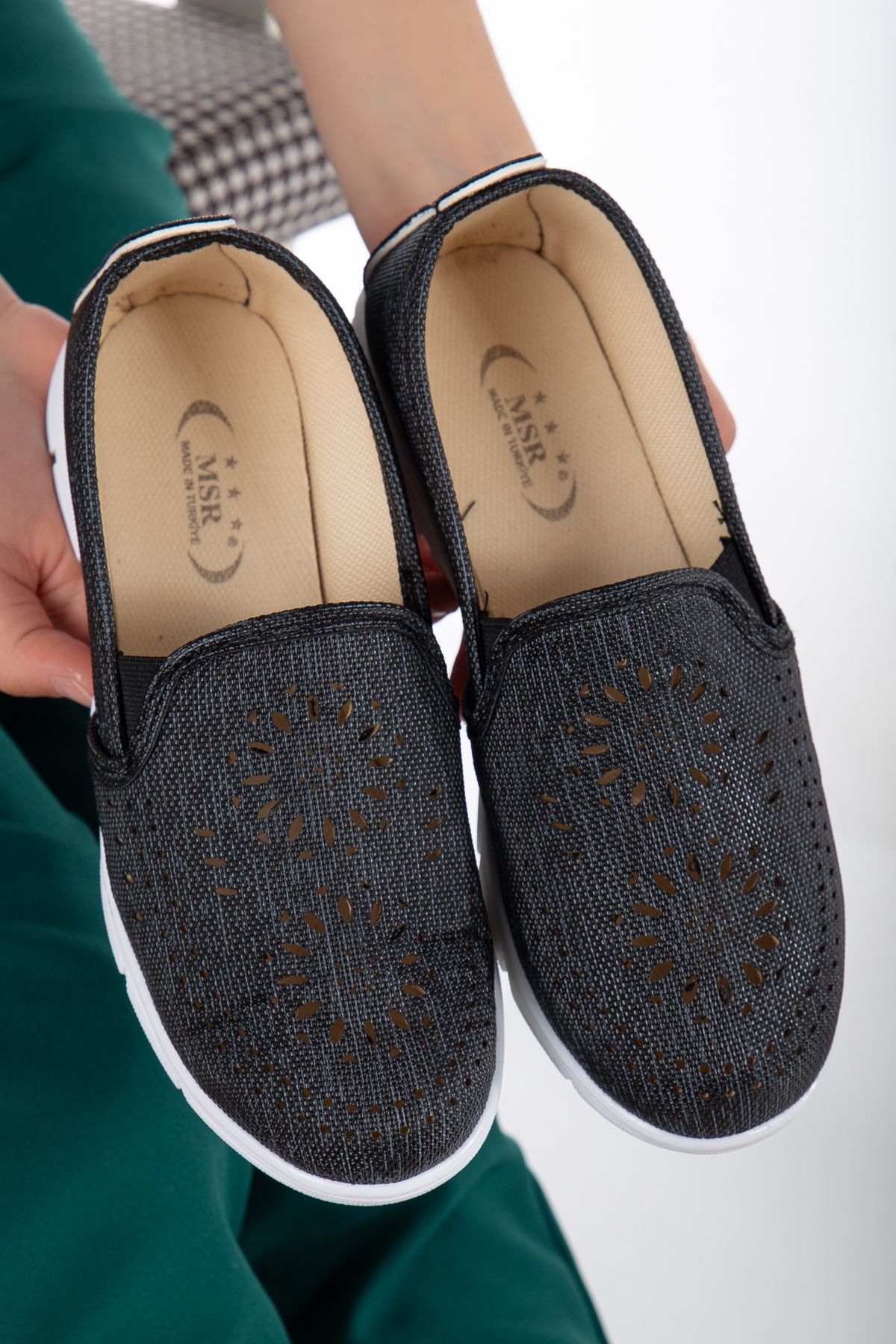 Slipcat Kadın Lazer Kesim Günlük Ayakkabı Anne İş-Ofis Ortopedik Günlük Babet Ayakkabı