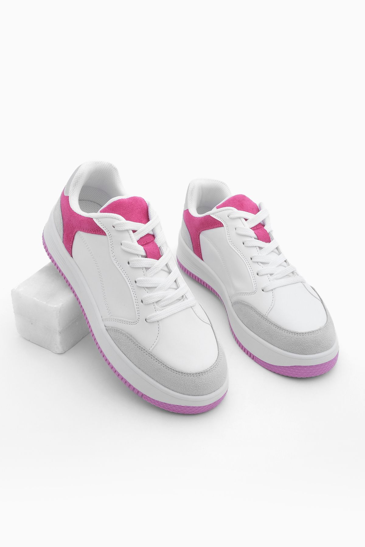 Marjin Kadın Sneaker Bağcıklı Spor Ayakkabı Ente Fuşya
