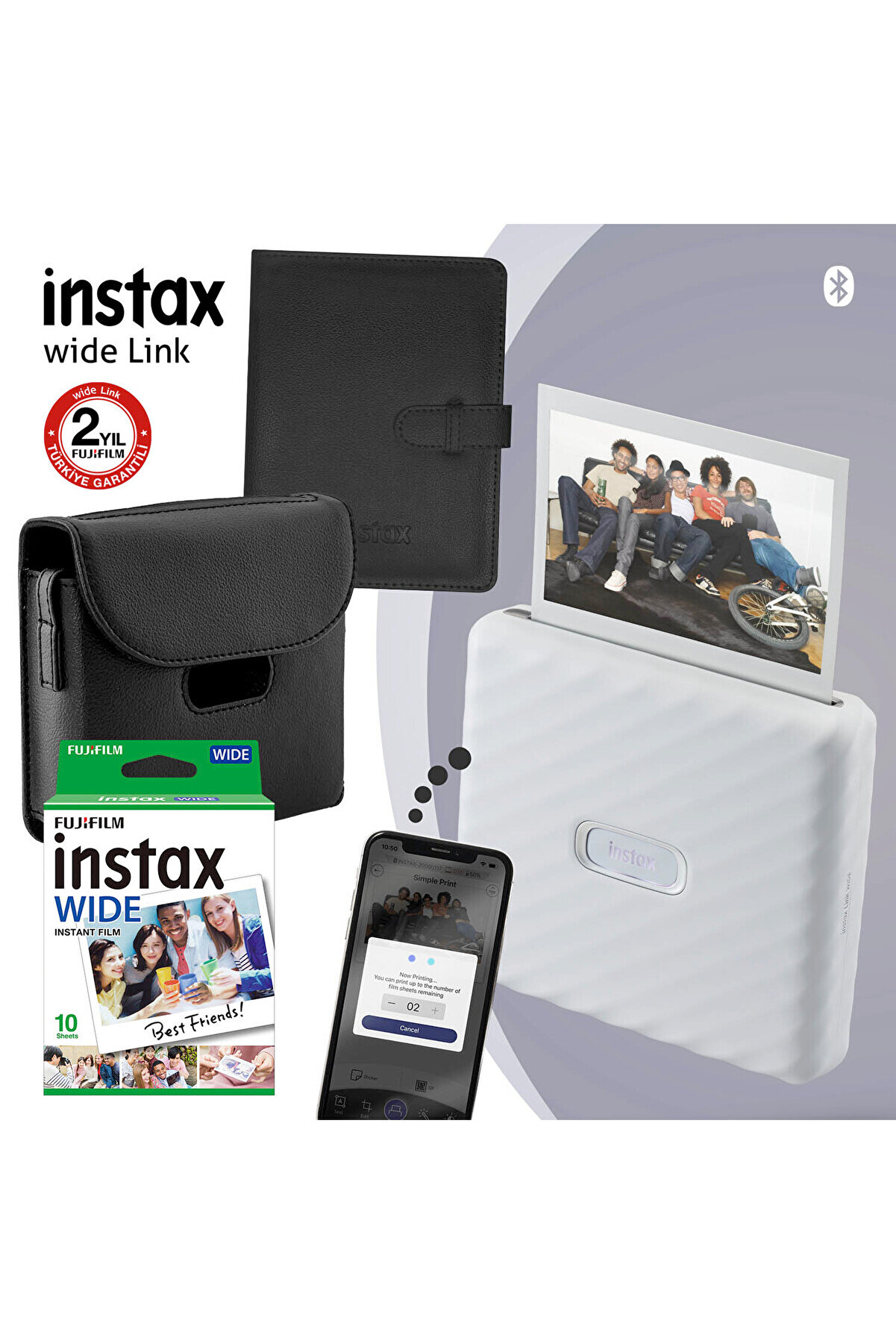 Instax Wide Link Beyaz Akıllı Telefon Yazıcısı Ve Hediye Seti 2