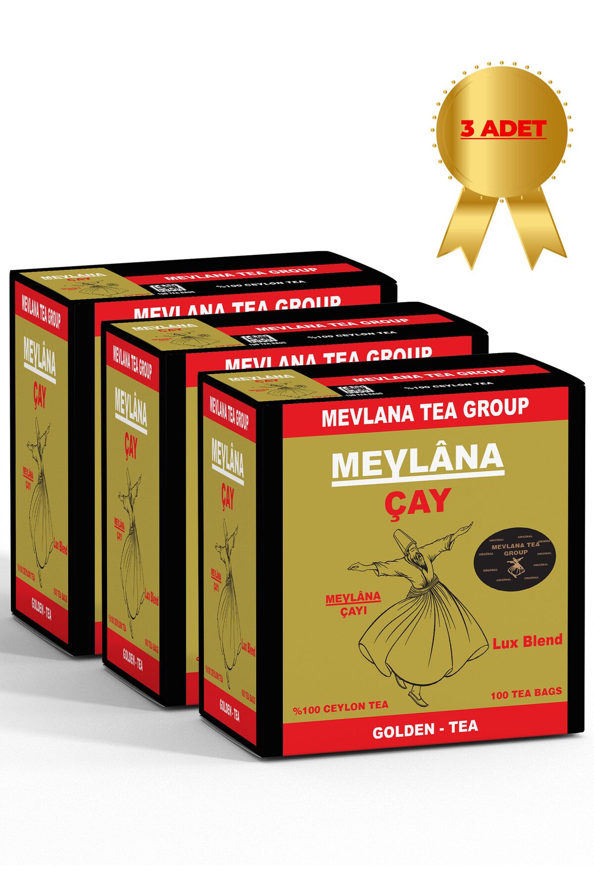 Mevlana Çay 3 x 100 Adet - %100 Ceylon Sri Lanka Sallama Mevlana Tea Group Bardak Poşet Siyah Saf Yaprak Çay
