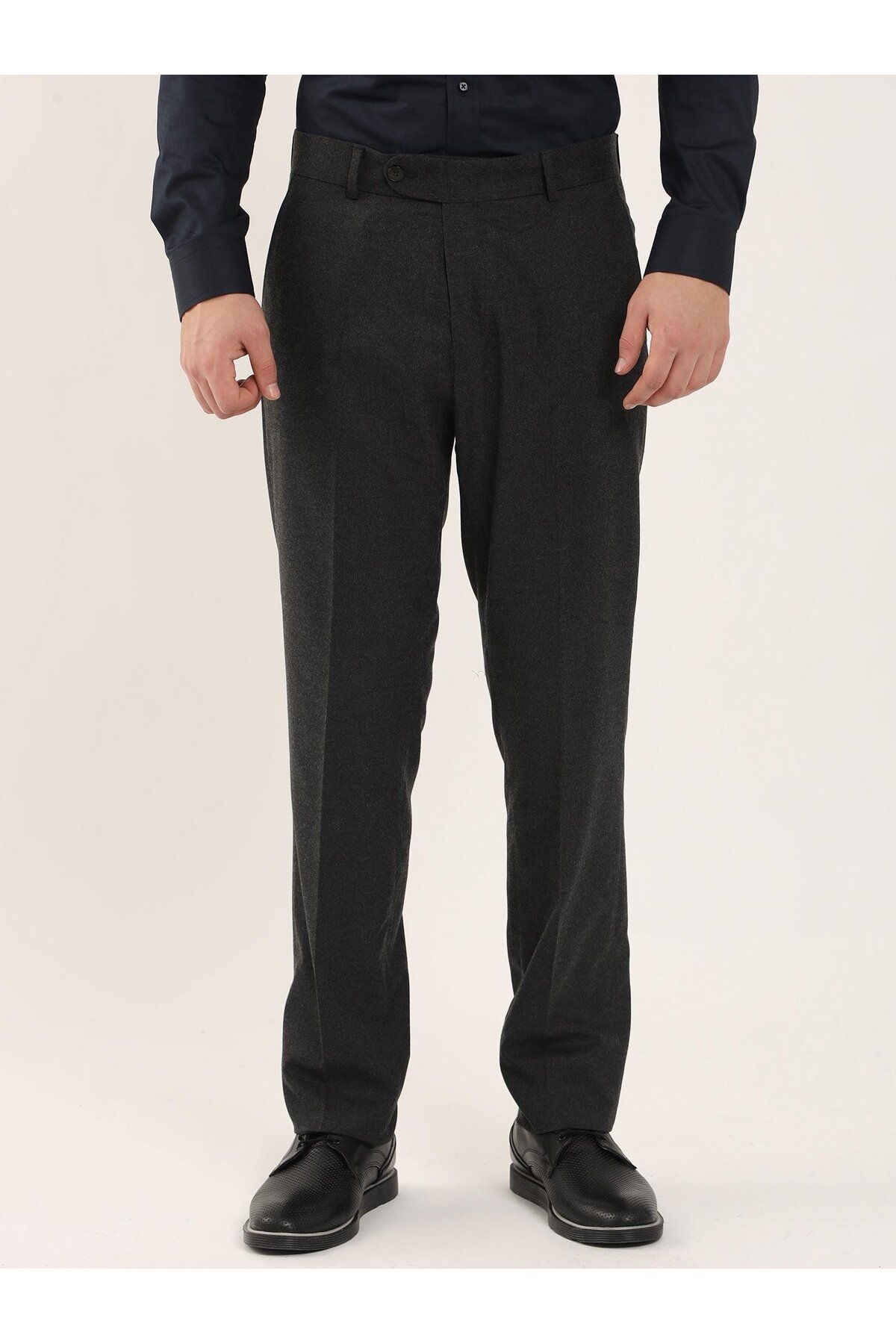 Dufy Koyu Gri Erkek Slim Fit Düz Klasik Pantolon - 94143